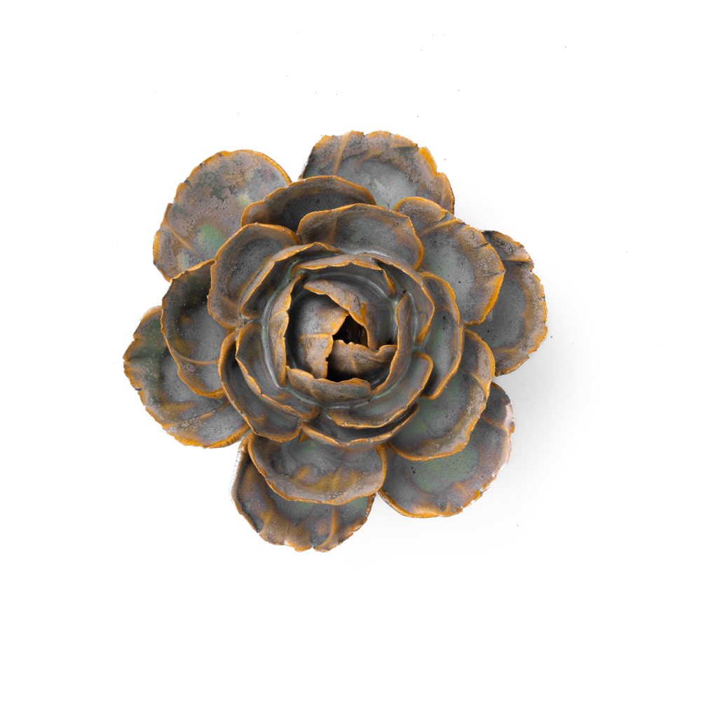 French Ceramic Flower Vase - Blue Green Cabbage Design for Home Decor, Wedding Centerpiece & Gift Idea