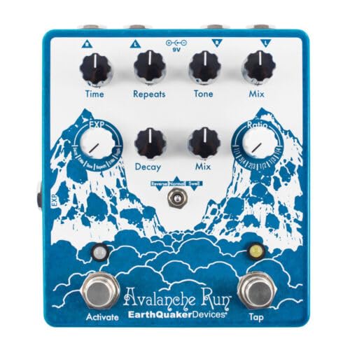 EarthQuaker Devices Avalanche Run V2 Stereo Reverb & Delay Guitar Pedal with Tap Tempo - Professional Effects for Live Performance & Studio Recording