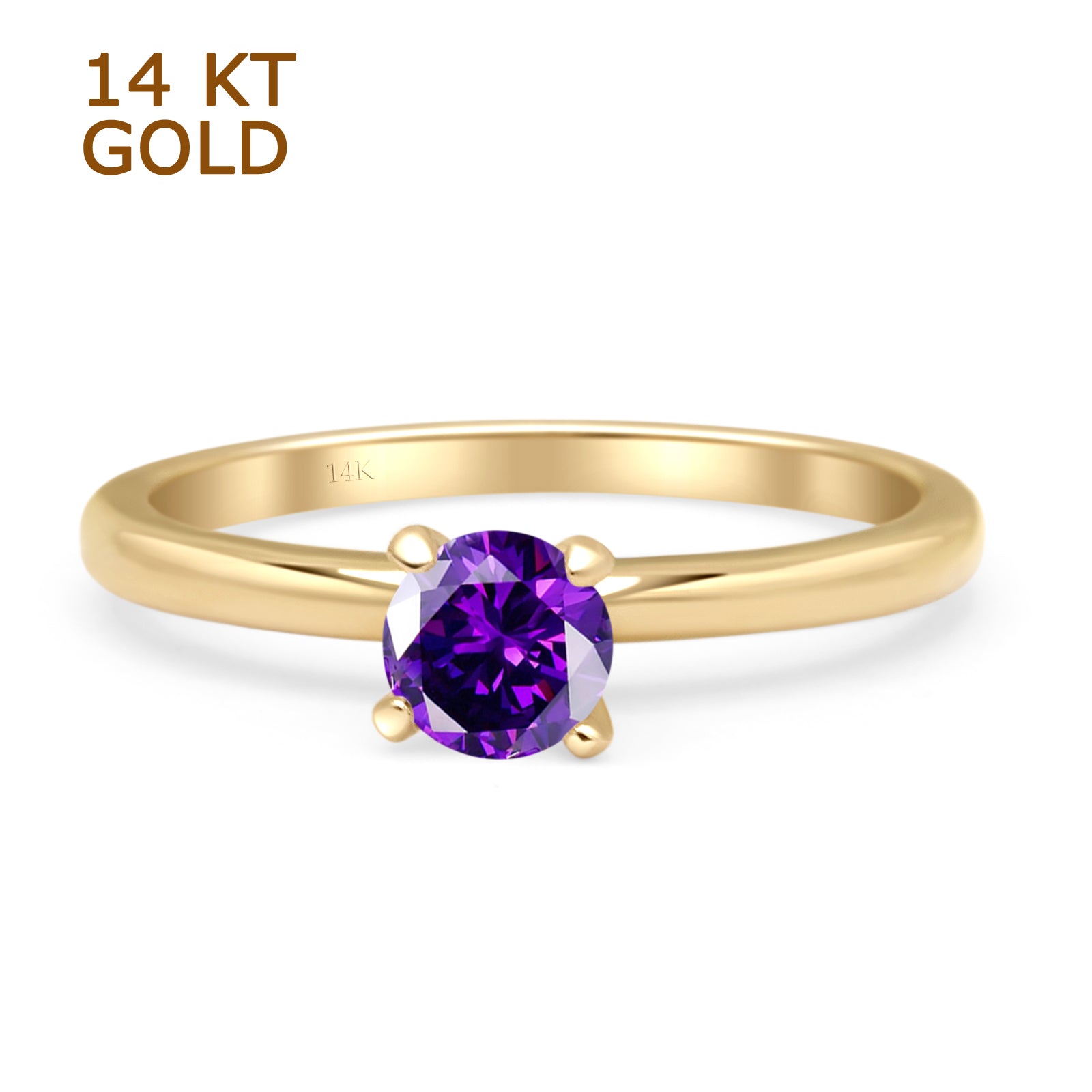 Amethyst CZ 14K Yellow Gold