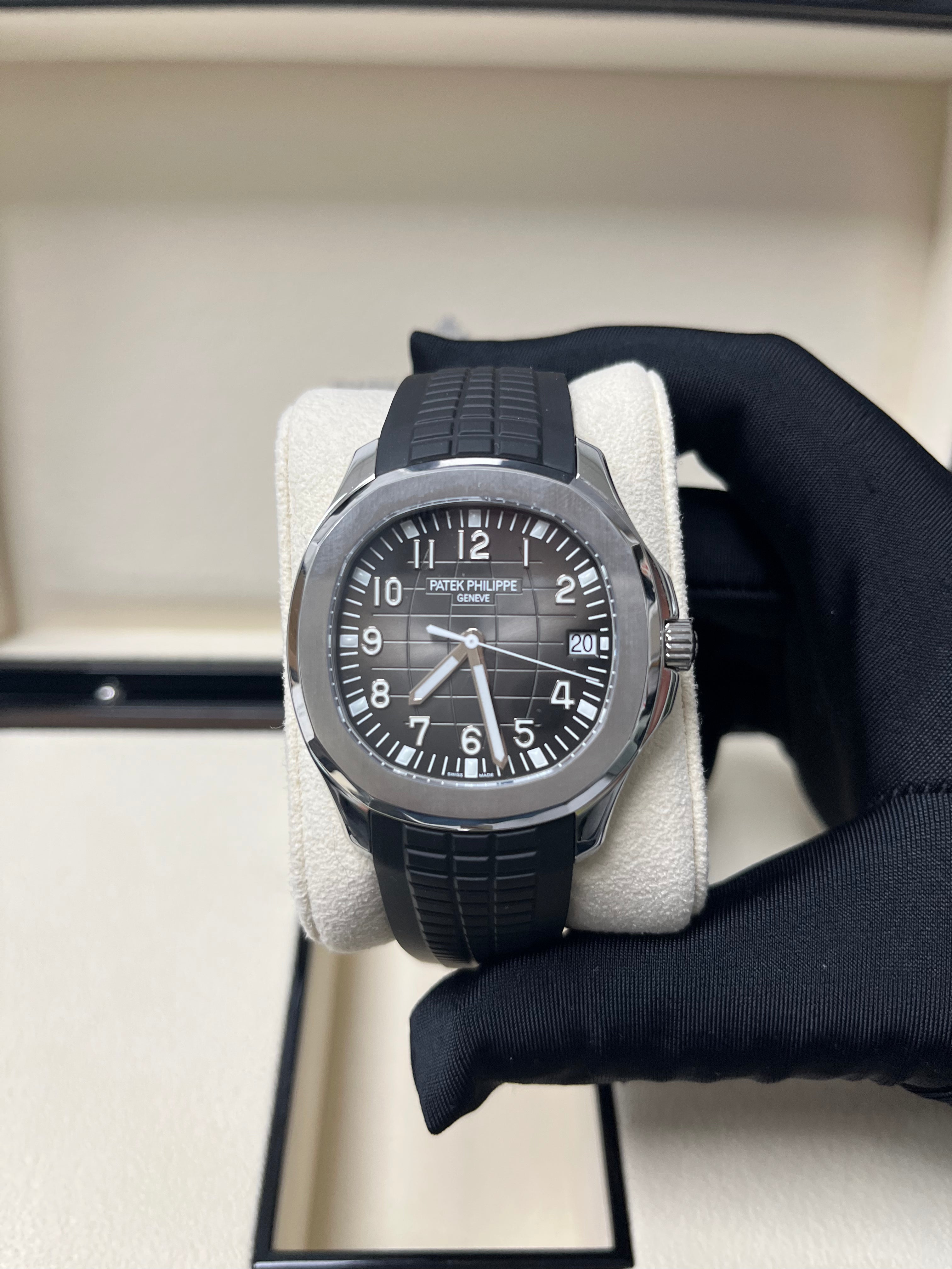 Patek Philippe Aquanaut Stainless Steel Watch with Black Embossed Dial - Ref#5167A-001 - Luxury Sports Watch for Men, Perfect for Business, Formal Events & Everyday Wear