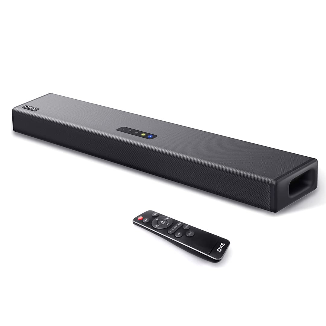 OXS S3 Soundbar for TV with Bluetooth 5.0, Dynamic Bass, 3D Surround Sound, Dialogue Enhancement - AUX/Optical/Coaxial Input, Multiple Sound Modes, Wall Mountable - Perfect for Home Theater & Movie Nights