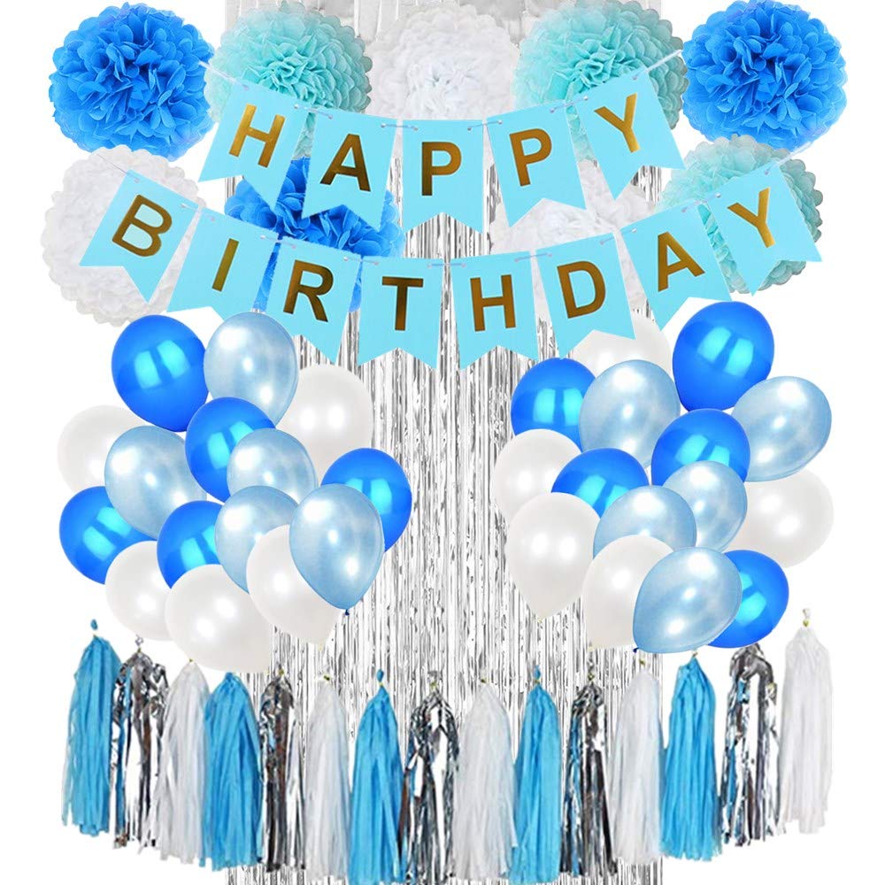 Blue Birthday Party Decorations - Balloons, Banners & Supplies for Kids & Adults - Perfect for Indoor & Outdoor Celebrations