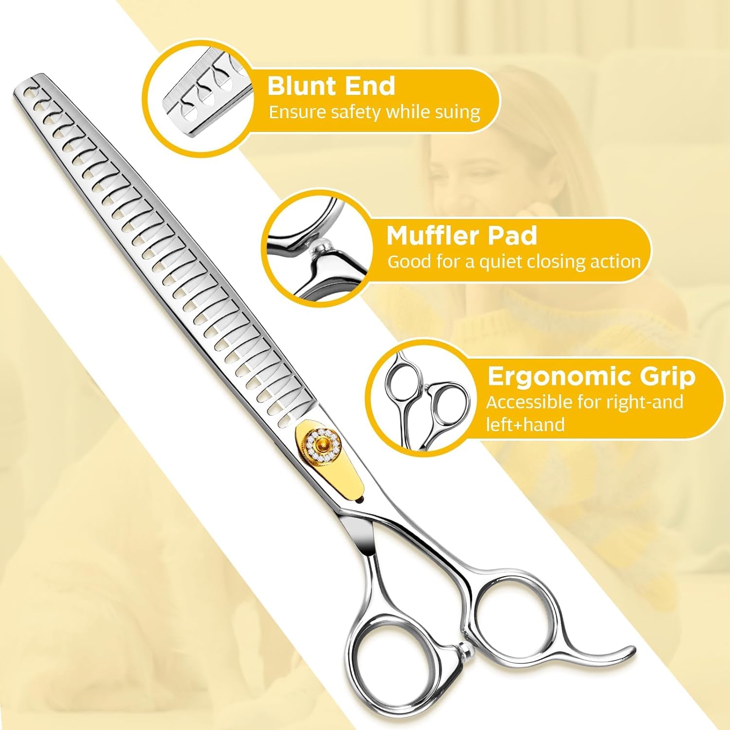 Gimars 8 Inch Professional Dog Grooming Scissors - 26 Teeth Sharp Blades, Heavy Duty 440C Stainless Steel, Ergonomic Pet Grooming Shears for Dogs, Cats & Small Animals - Perfect for Home Grooming & Professional Pet Salons