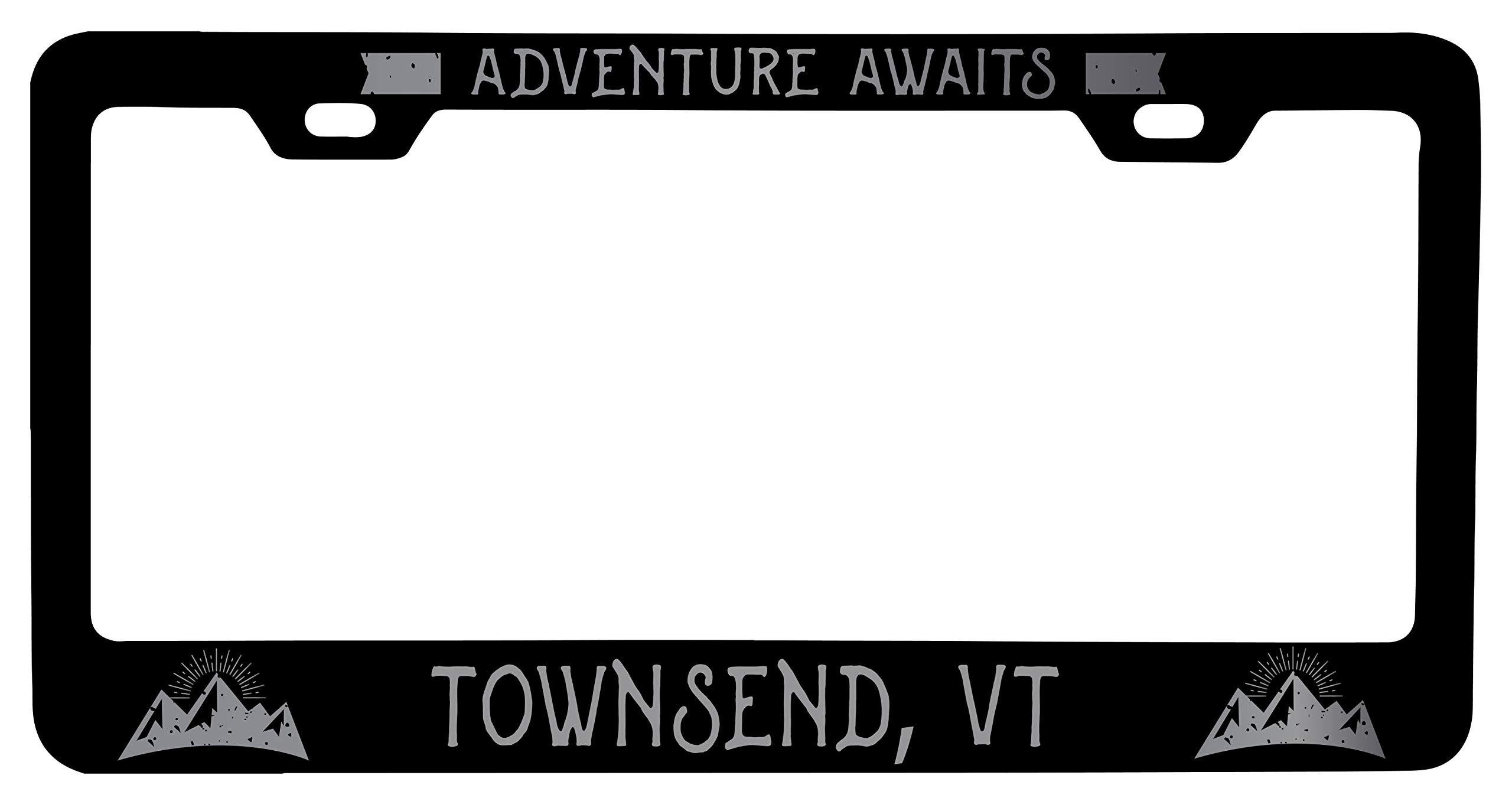 Townsend Vermont Laser Etched Vanity Black Metal License Plate Frame - Personalized Car Accessory for Customization & Gift Giving - Perfect for Cars, Trucks, Motorcycles & Home Decor