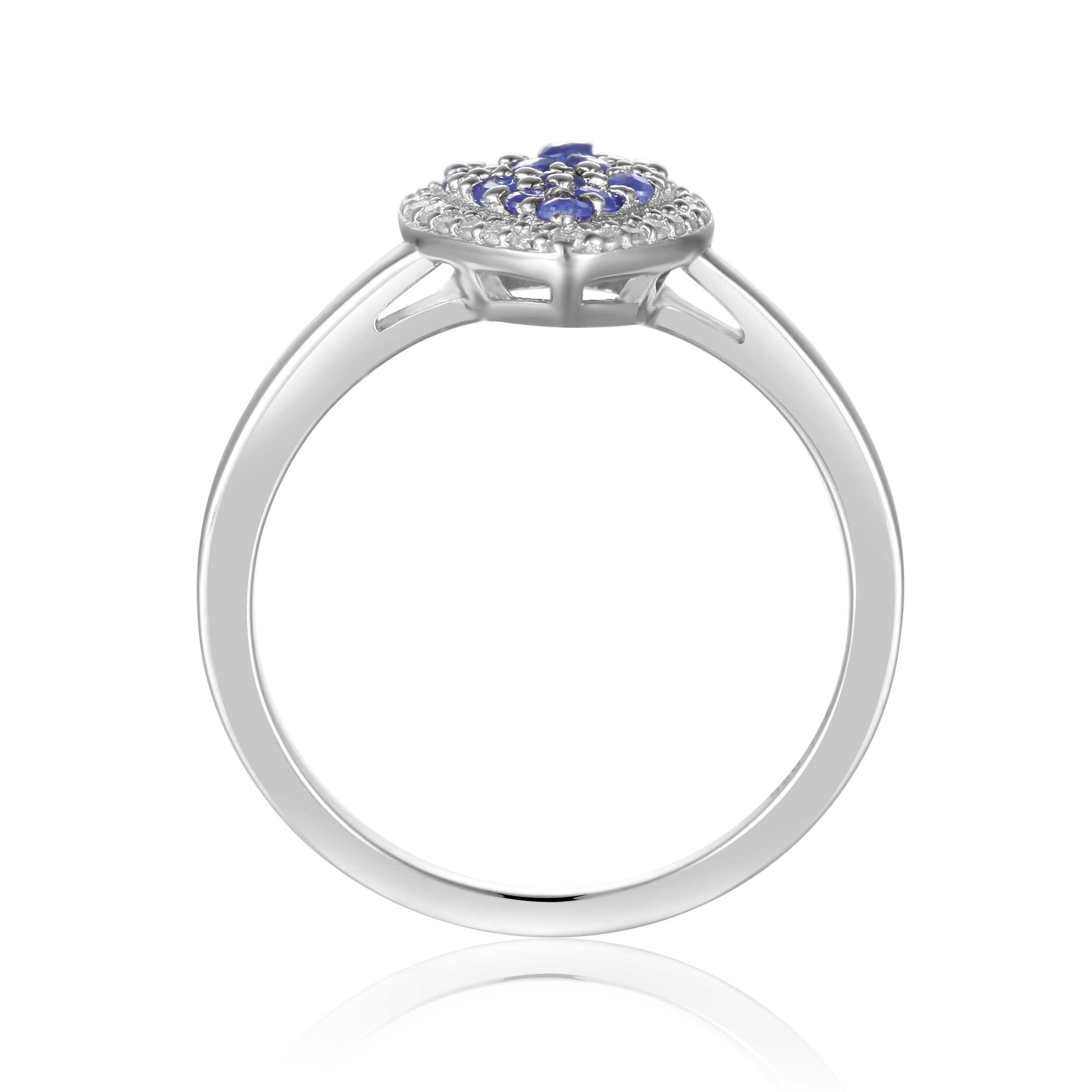 Blue Sapphire Heart Ring for Women - Elegant Sterling Silver Fashion Jewelry Gift for Valentine's Day, Anniversary & Romantic Occasions