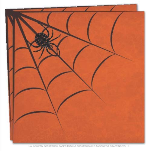 Halloween Scrapbook Paper Pad 8x8 - 12 Sheets of Decorative Designer Specialty Paper with Orange Spider Design for Scrapbooking, Card Making & DIY Crafts - Perfect for Halloween Party Invitations, Photo Albums & Home Decor
