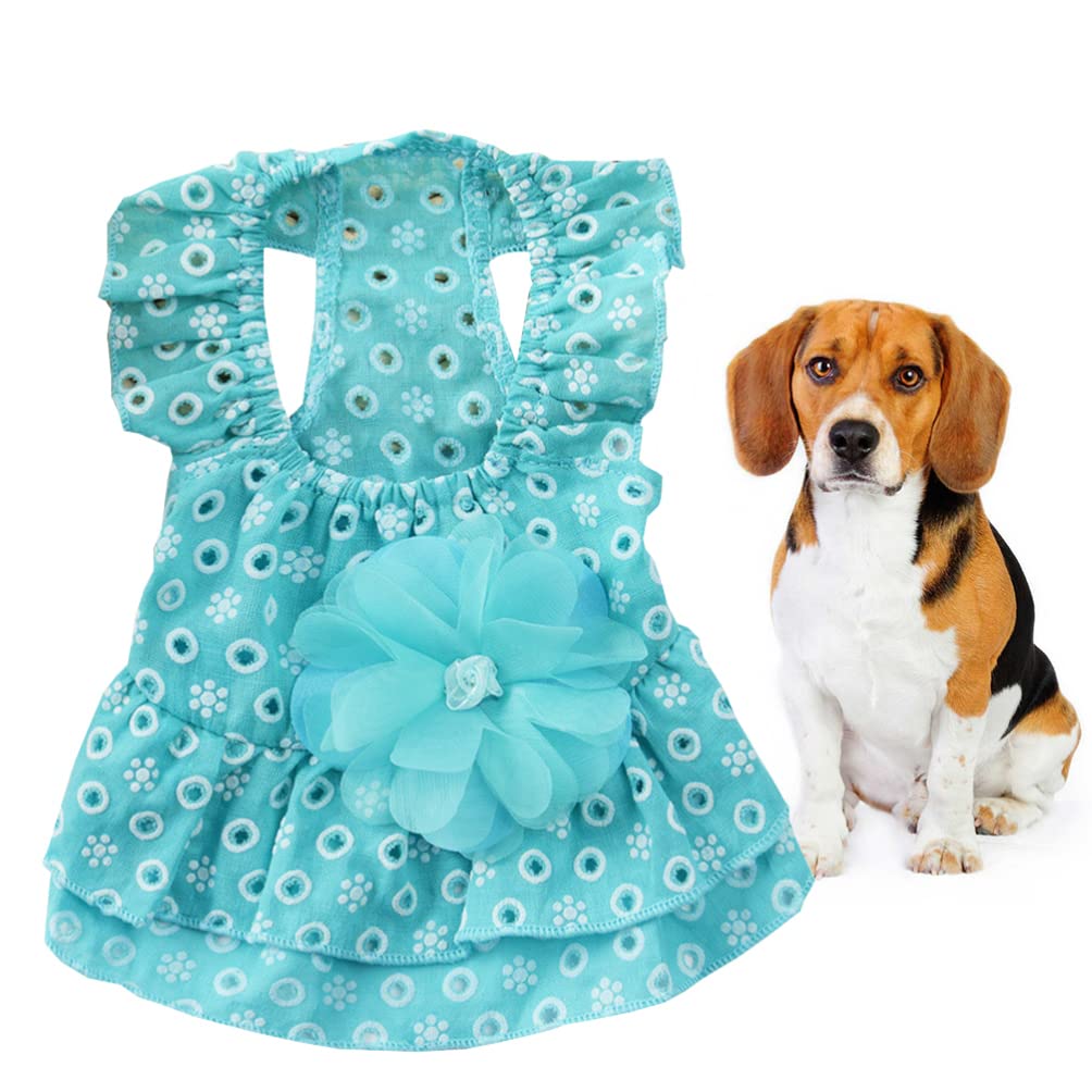 UKCOCO Summer Dog Dress - Cute Lace Flower Puppy Skirt Costume for Small Dogs & Cats | Breathable Pet Apparel for Outdoor Walks & Parties