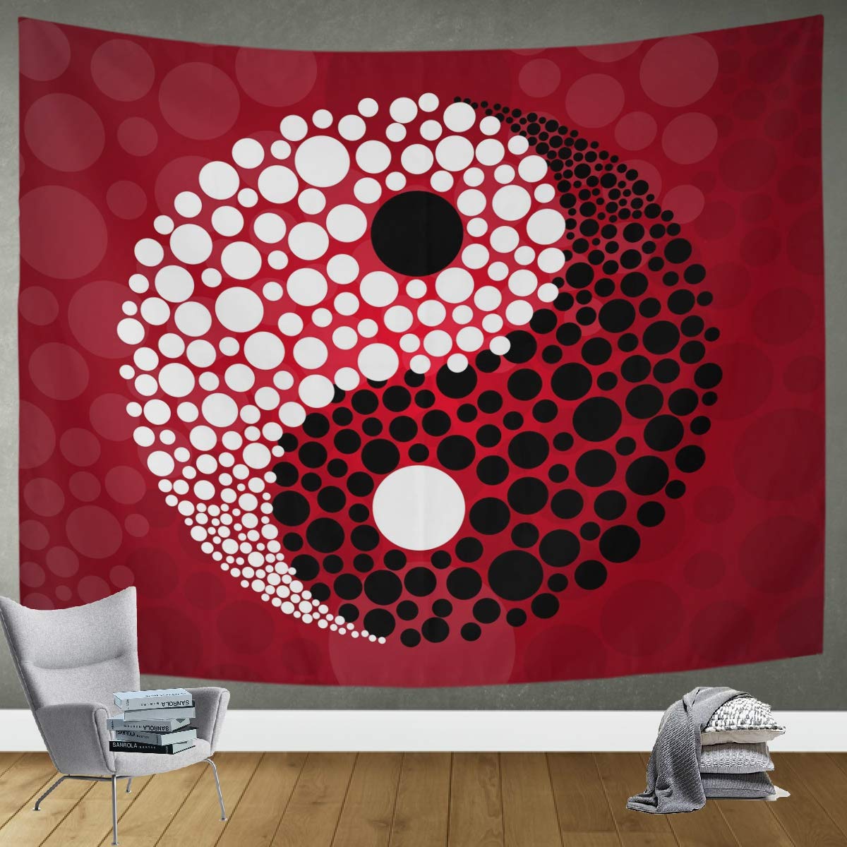 DOMIKING Yin Yang Tapestry Wall Hanging - 60x51 Inch Large Bohemian Decor for Bedroom, Living Room & Dorm | Spiritual Home Decor, Meditation Space Accent