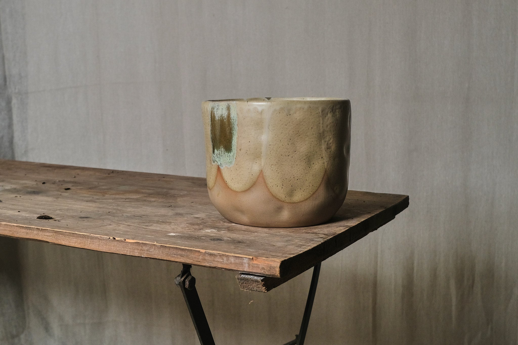 Earth Toned Hand-Painted Ceramic Plant Pot - 18cm Diameter - Perfect for Succulents, Herbs & Home Decor