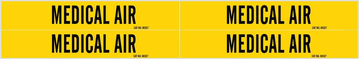 Brady 7184-4-PK Medical AIR Pipe Marker - Black on Yellow, 4 per Card, 5 Pack - Ideal for Hospital Gas Lines, Medical Equipment Labeling & Industrial Pipe Identification