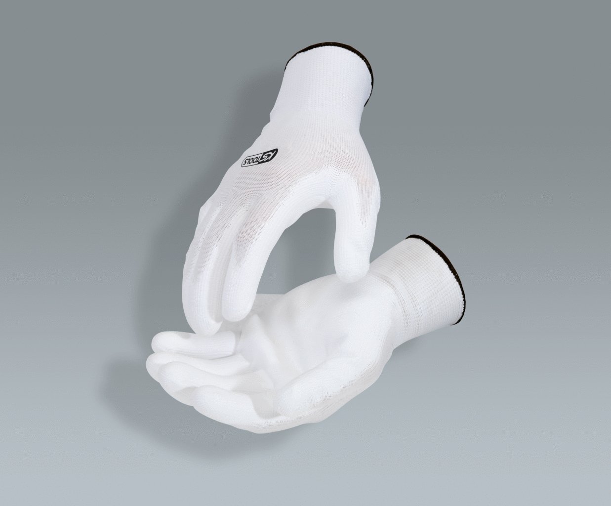 KS TOOLS 310.0455 Extra Long Micro Fine White Gloves - 12 Pairs, One Size Fits All - Perfect for Laboratory Work, Food Handling & Medical Use