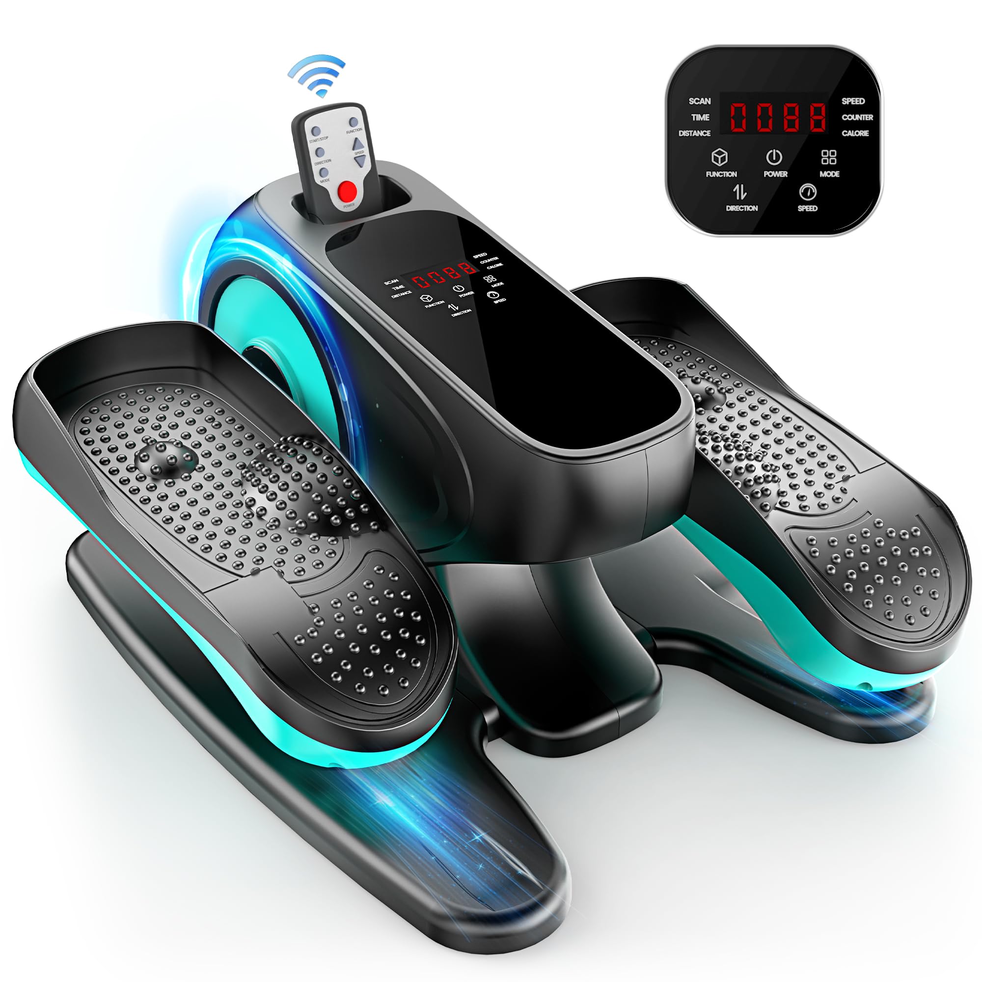 Under Desk Elliptical Machine - 10 Speed Levels, Remote Control, Quiet Leg Exerciser for Home & Office - Perfect for Seated Workouts, TV Watching & Home Gym Training