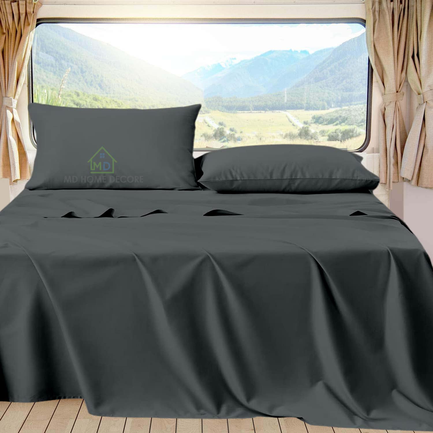 Premium Microfiber RV Sheets Set - 72x75 Short King Size | Ultra Soft 1800 Thread Count Cooling Bedding with Pillowcases | Luxury Hotel Quality for Campers & Trailers | Fits Mattress Up to 9