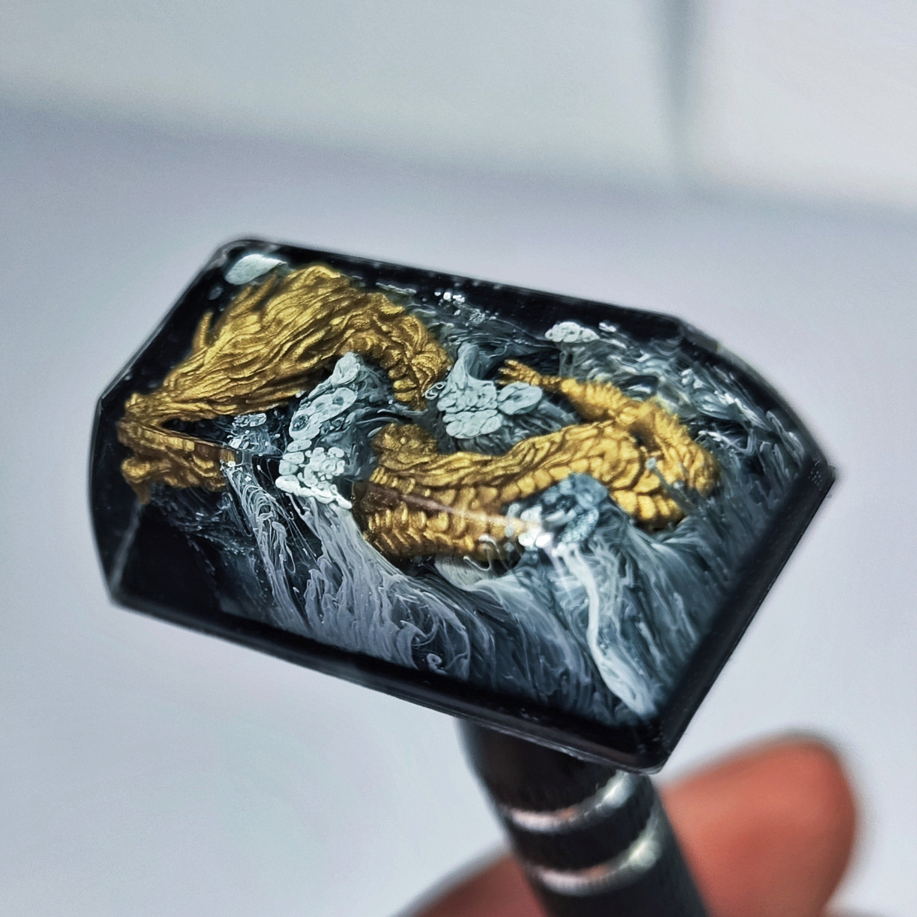 Premium Custom Resin Keycap - Black Gold Dragon Design for Mechanical Keyboards | Handcrafted Artisan Keycap for Gaming & Typing Enthusiasts | Perfect for PC, Mac & Custom Keyboard Builds