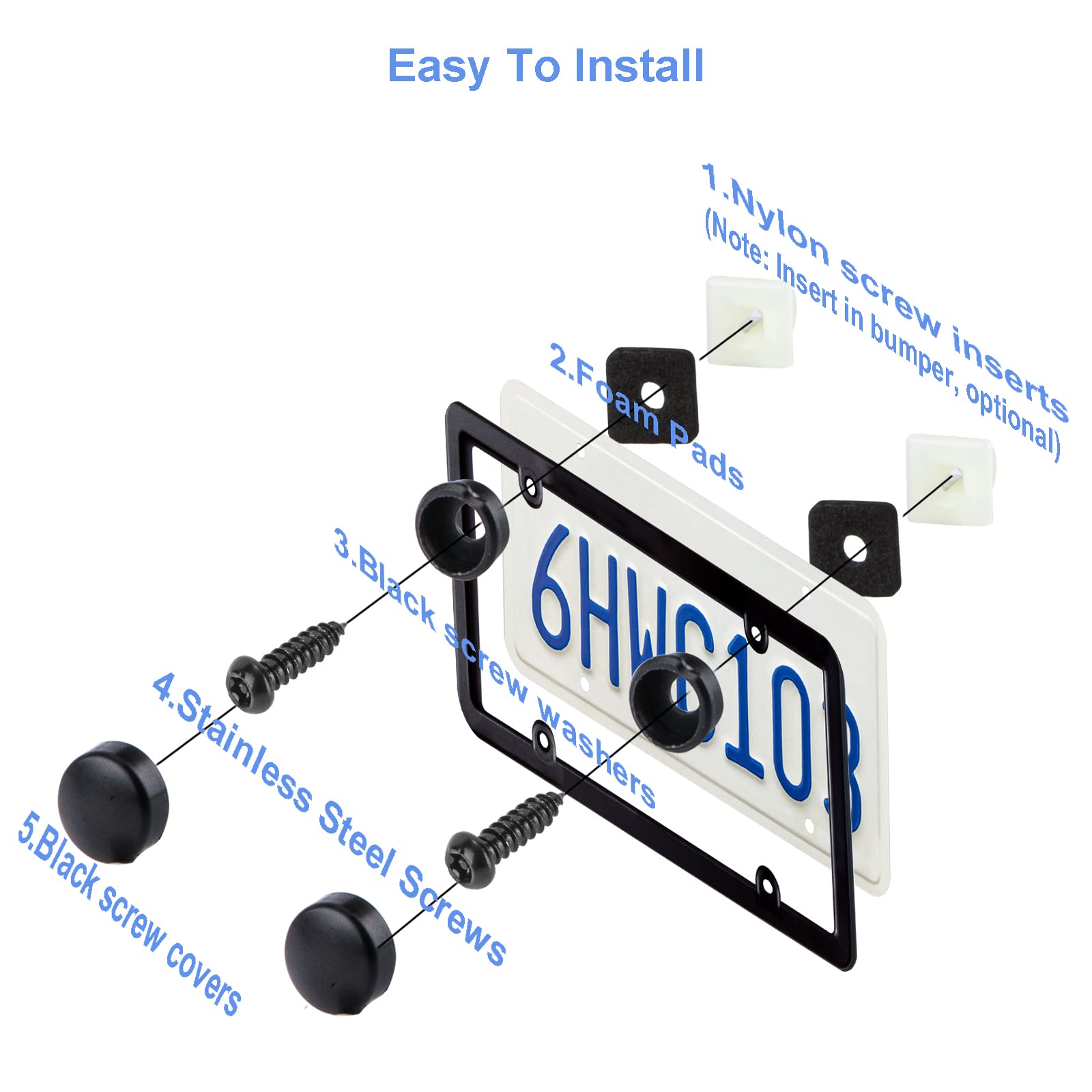 8 Sets Anti-Theft Stainless Steel License Plate Fasteners - Rust Proof & Anti-Rattle Screw Kits for Secure Car Plate Installation (Fits Most Vehicles)