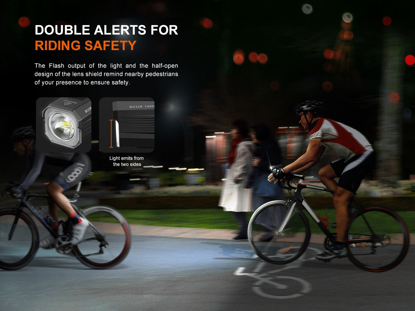 Fenix BC22R 1200 Lumen Rechargeable Bike Light for Road Cycling - High Performance Bicycle Headlight for Night Riding, Commuting & Safety