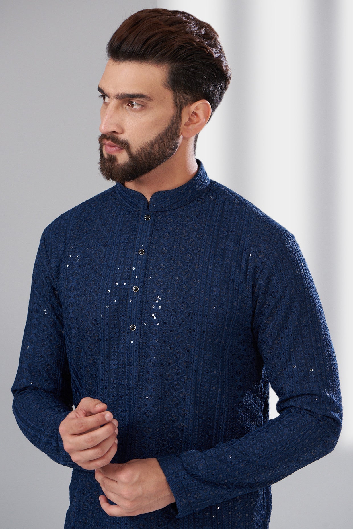 Elegant Navy Blue Chikankari Kurta for Women | Handcrafted Indian Embroidered Tunic | Perfect for Festivals, Weddings & Casual Wear