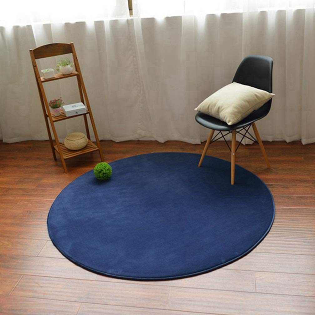 Premium Soft Coral Fleece Non-Slip Round Area Rug - 6' X 6' Navy Blue Modern Carpet for Living Room, Bedroom, Nursery & Bathroom Mats | Perfect for Kids Play Area, Home Decor & Cozy Floor Comfort