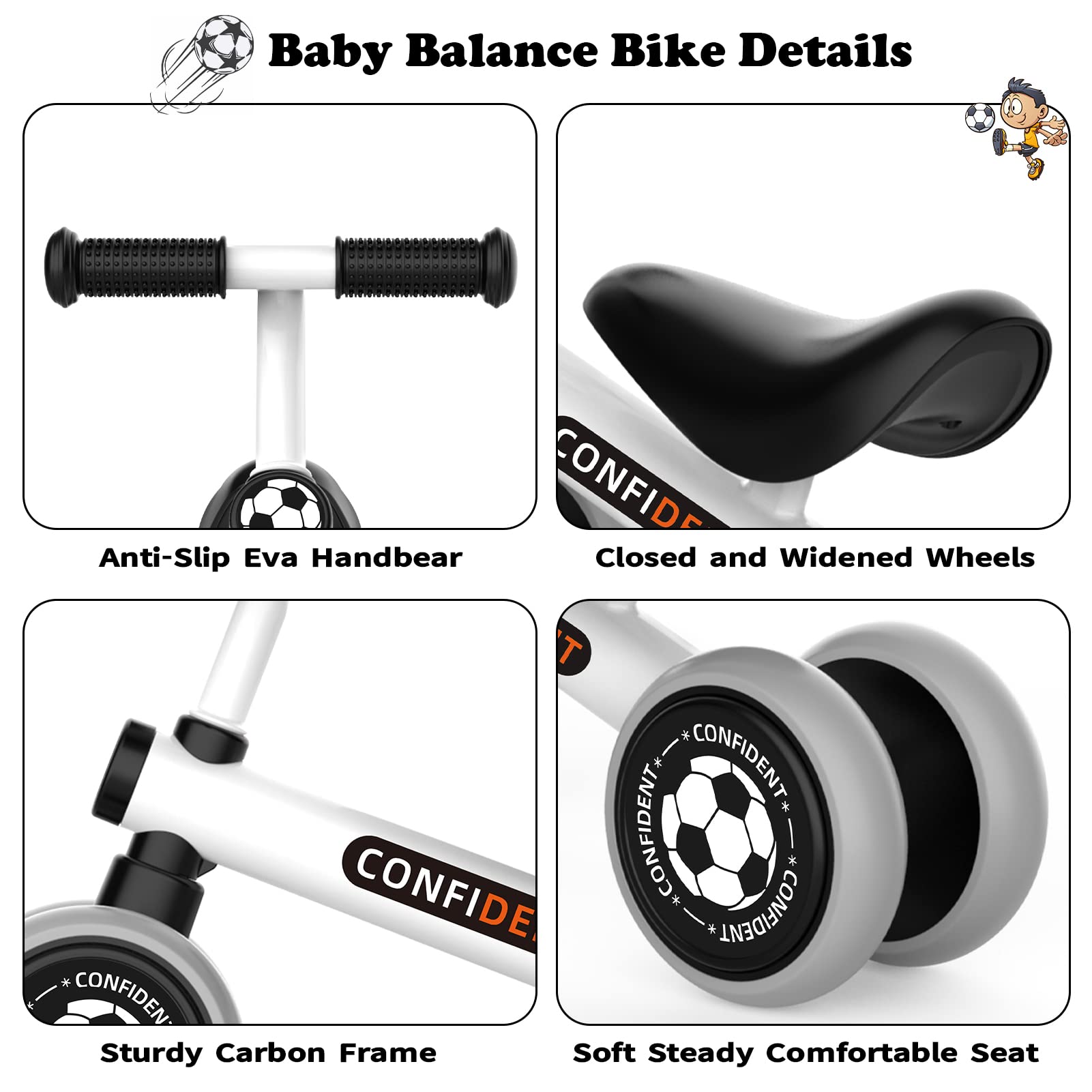 Xiapia Baby Balance Bike for 1-2 Year Old Girls | 4-Wheel No Pedal Steel Frame Toddler Bike | First Birthday Gift for 10-24 Month Olds | Perfect for Indoor Play & Outdoor Learning to Ride