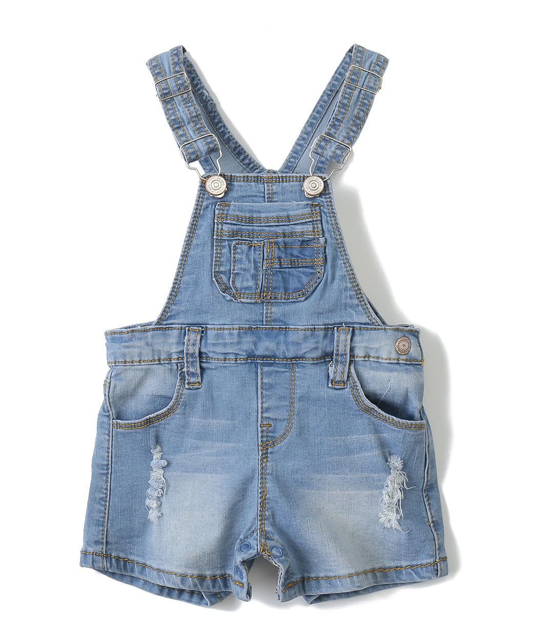 KIDSCOOL SPACE Baby Denim Shortalls for Boys & Girls - Cute Toddler Jean Shorts for Summer - Perfect for Playdates, Beach Outings & Outdoor Adventures