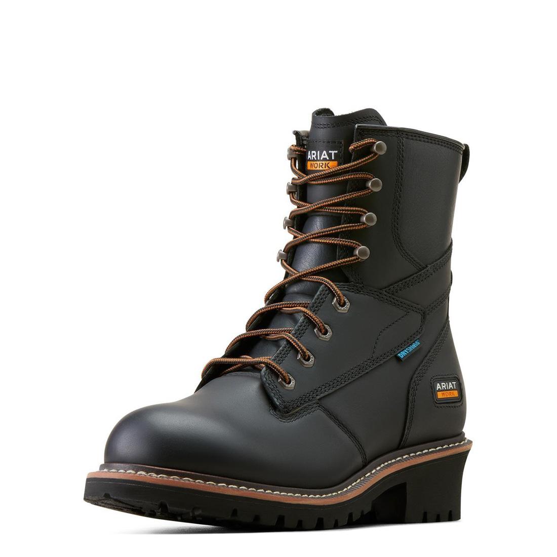 **Waterproof Logger Boots for Men - Soft Toe Shock Shield Work Boots - Black - Ideal for Construction, Hiking & Outdoor Work**
