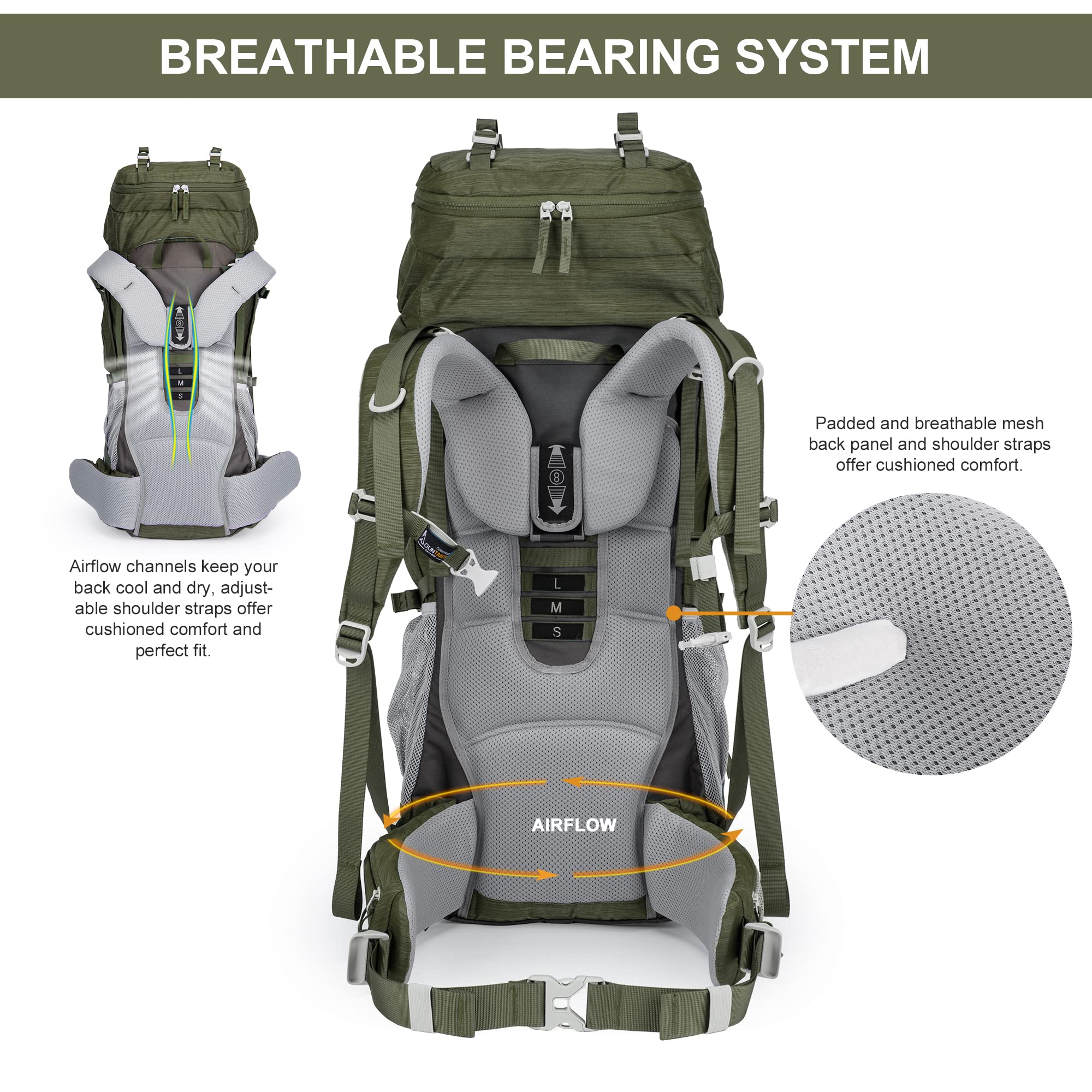 MOUNTAINTOP 70L Waterproof Hiking Backpack for Men & Women - Lightweight Trekking Backpack with Rain Cover - Perfect for Camping, Backpacking, Travel & Outdoor Adventures