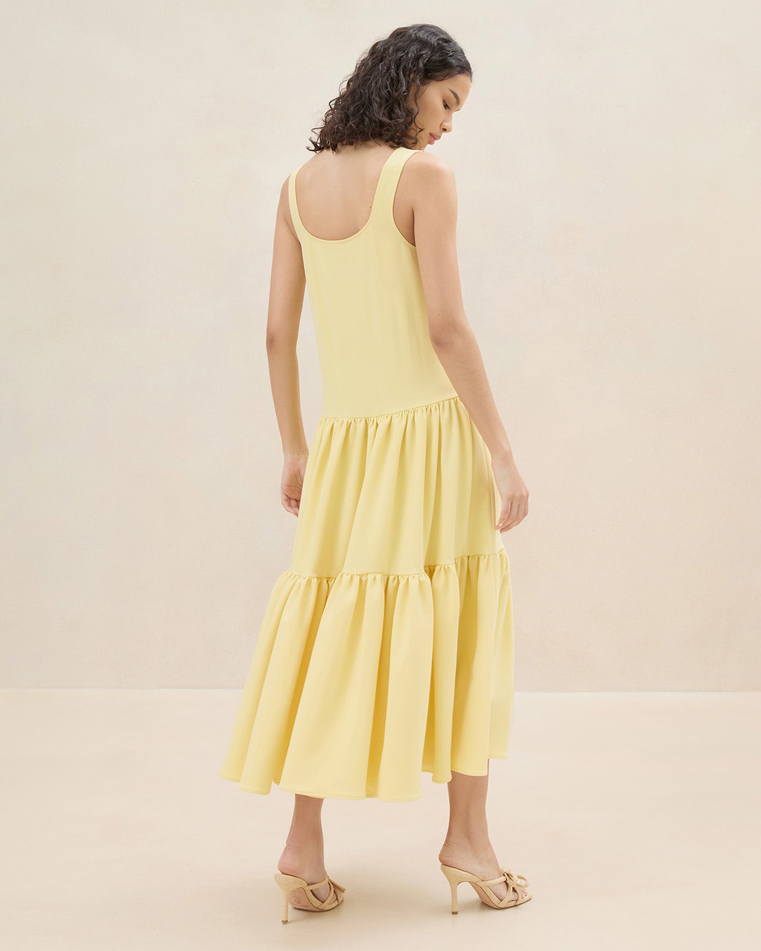 Soren Yellow Tiered Sleeveless Summer Dress for Women - Flowy Boho Maxi Dress for Beach, Vacation & Outdoor Parties