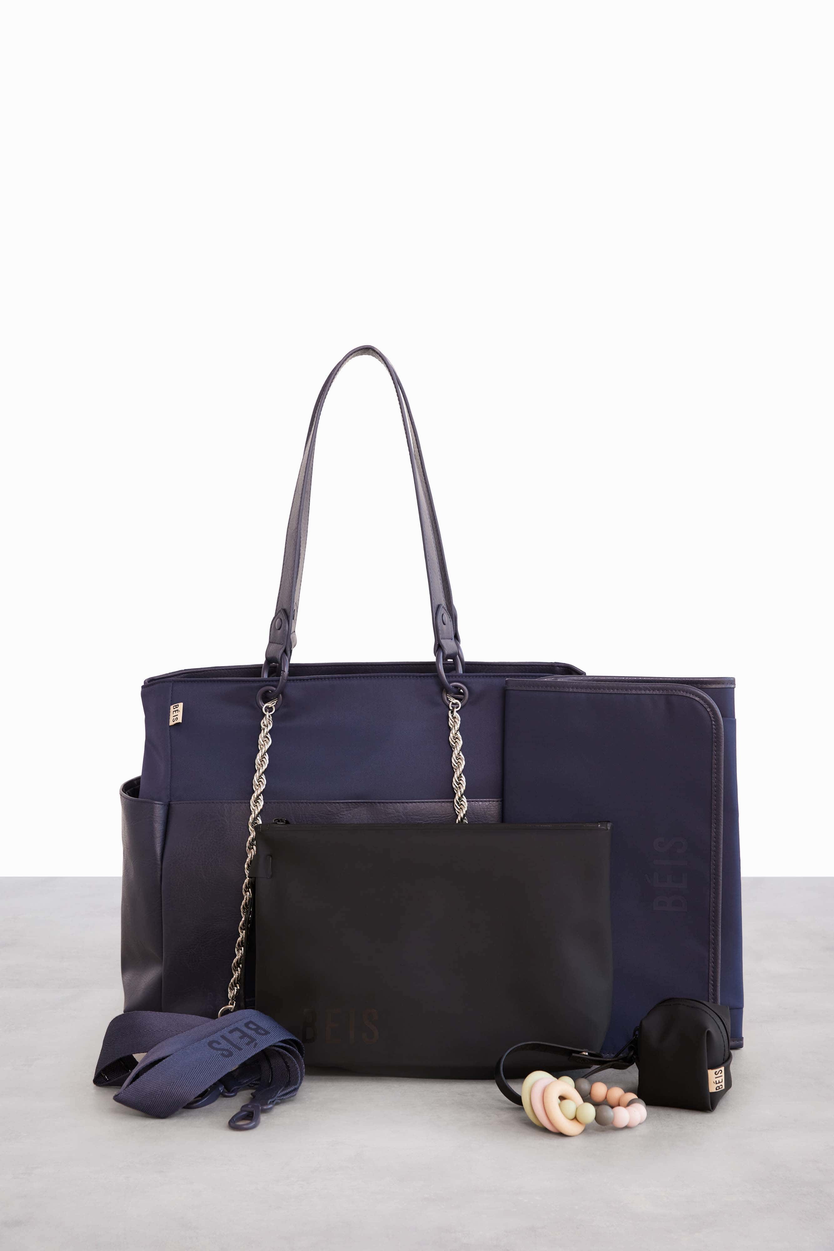 Premium Navy Blue Diaper Bag for Moms - Large Waterproof Baby Tote with Insulated Bottle Pockets & Changing Pad | Perfect for Travel, Daycare & Family Outings