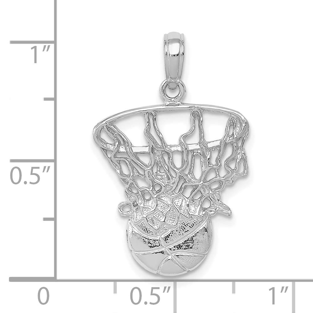 14K White Gold Basketball & Net Charm Pendant - Elegant Jewelry Gift for Sports Lovers - Perfect for Necklaces, Bracelets & Gifts for Athletes, Coaches & Basketball Fans