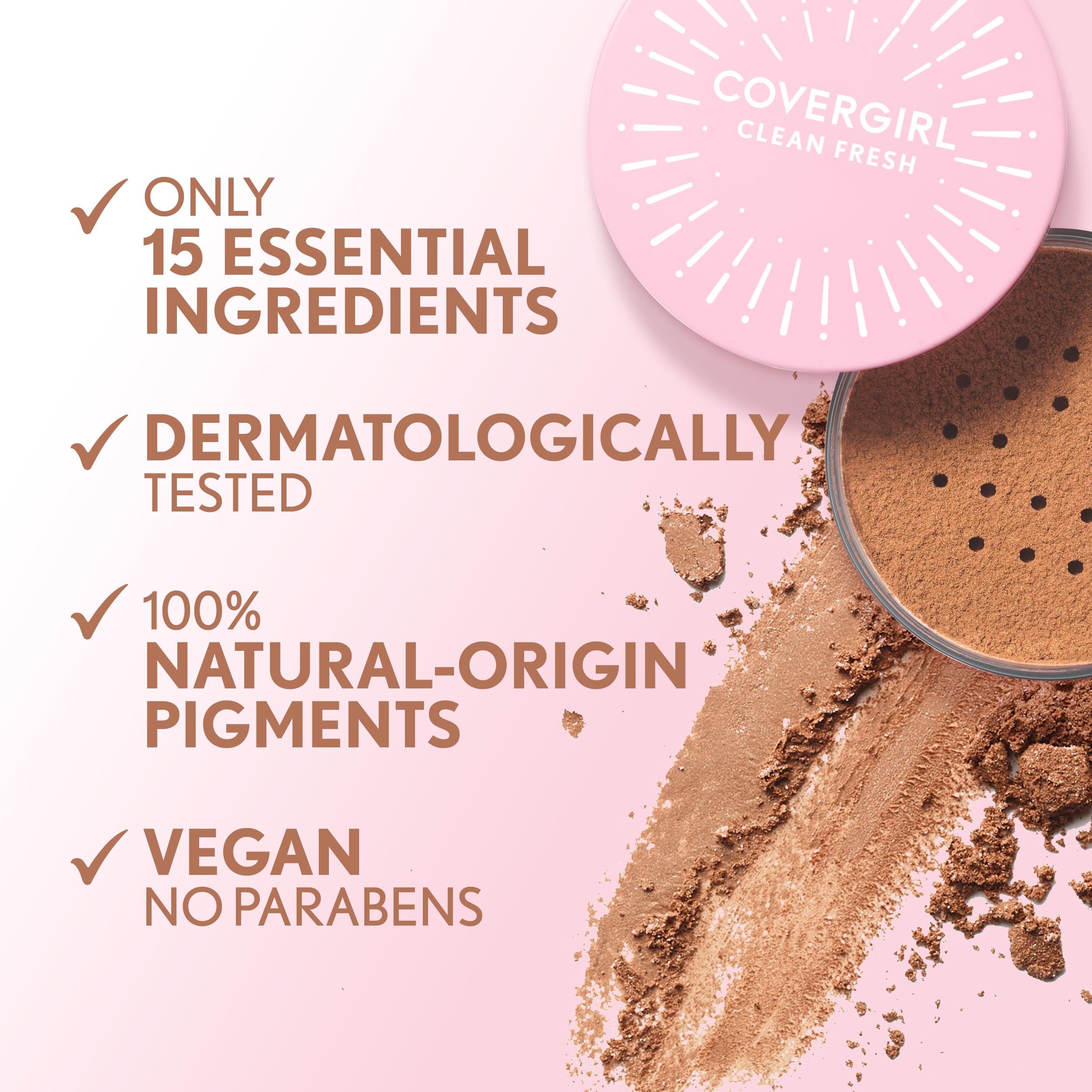 Covergirl Clean Fresh Radiant Loose Powder Bronzer 002 Golden Hour - Vegan, Lightweight, Sunkissed Glow for Seamless Blending & Radiant Finish (0.28oz) - Perfect for Natural Makeup & Sun-Kissed Contouring