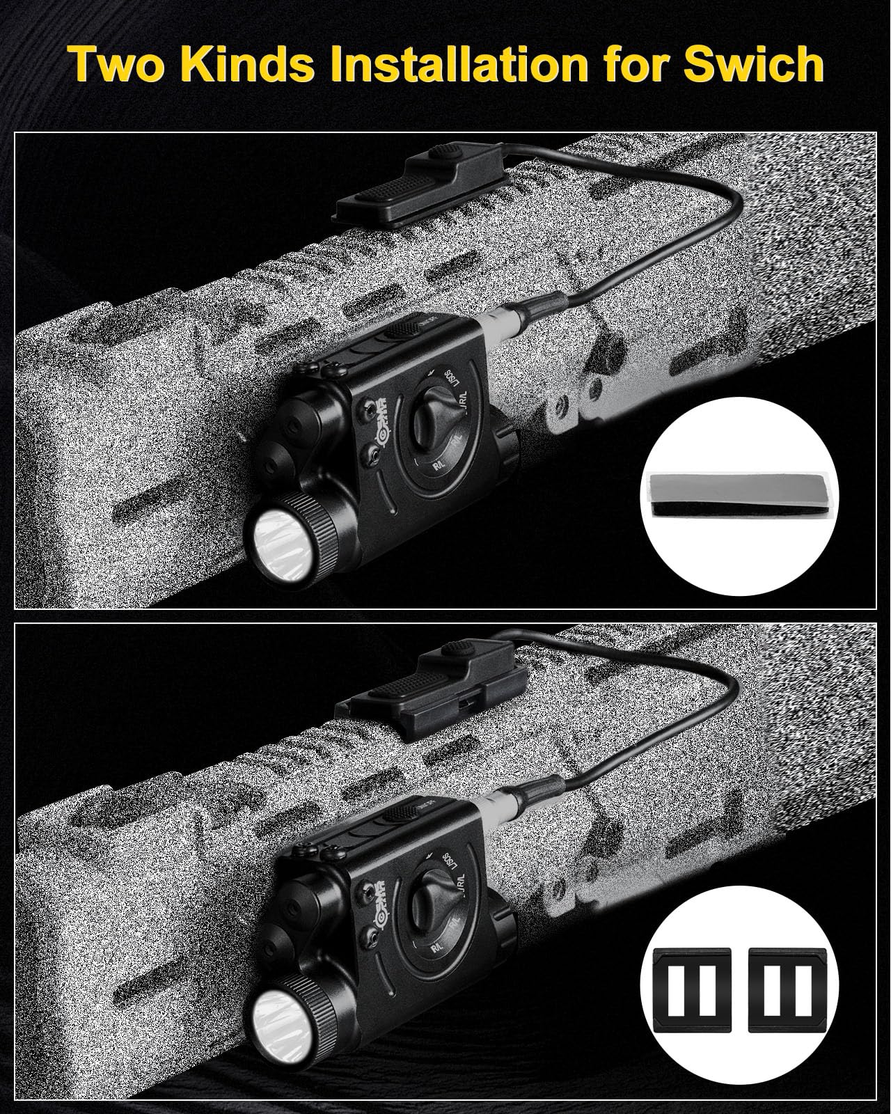 1200 Lumens Tactical LED Flashlight with IR & Red Laser Sight Combo - Remote Pressure Switch, Picatinny/M-LOK Rail Compatible - Built-in 3000mAh Rechargeable Battery - Perfect for Hunting, Camping & Home Defense