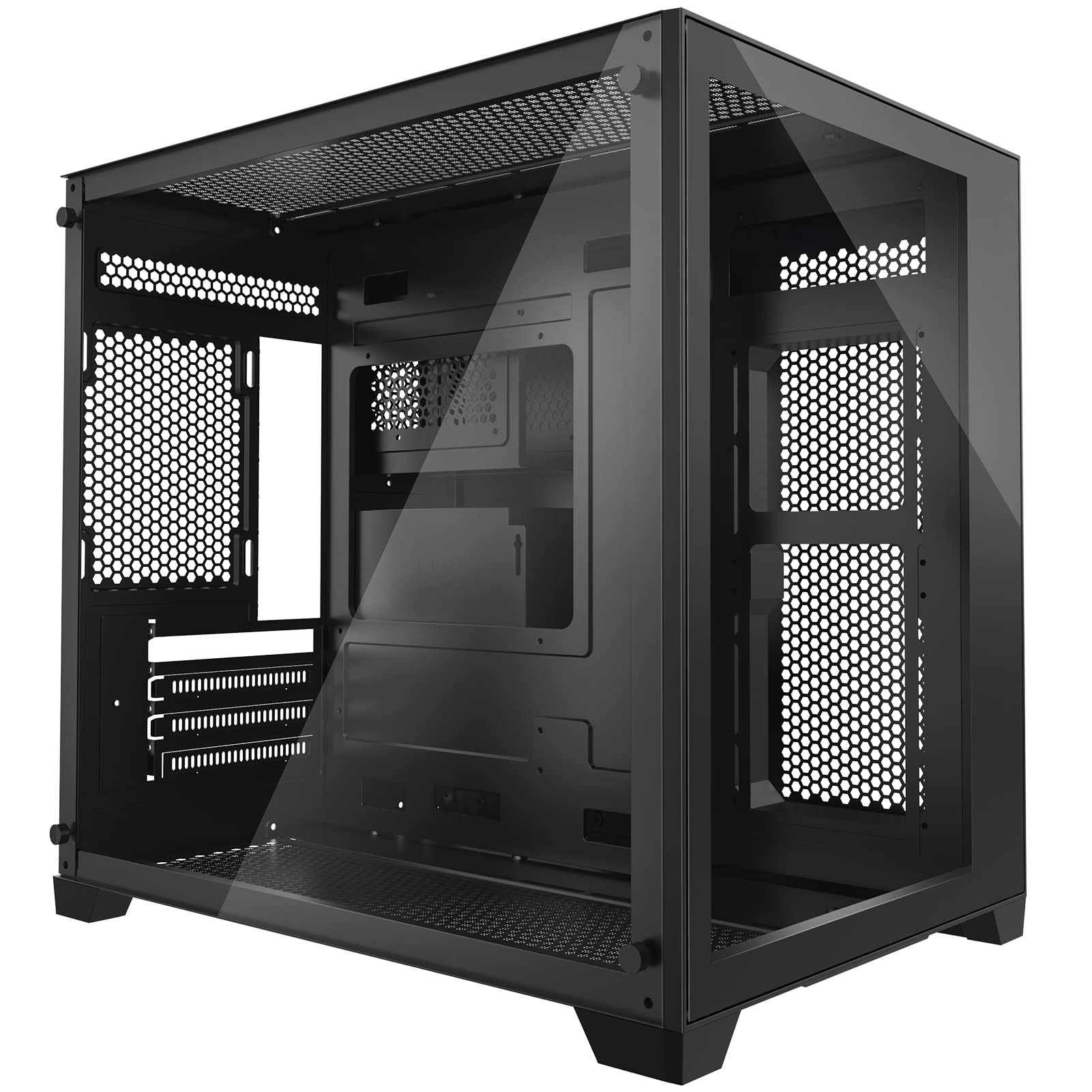 GIM Micro ATX PC Case - Mini Tower Gaming Computer Case with 2 Tempered Glass Panels, Magnetic Dust Filters & USB 3.0 Ports (Black, No Fans Included) - Perfect for Compact Gaming Rigs & Home Office Setups