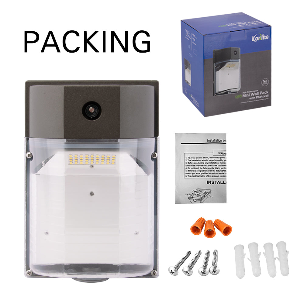 Konlite LED Wall Pack Light - 25W, 3025 Lumens, 3000K Warm White, 120-277V, 70W Equivalent - Outdoor Security Lighting for Buildings, Parking Lots & Walkways
