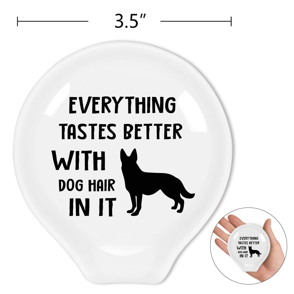 Funny Coffee Quote Black and White Ceramic Spoon Rest - Coffee Bar Decor for Home & Office - Perfect Coffee Lover Gift for Women & Men - Ideal for Coffee Stations, Kitchens, and Gift Giving (Dog Hair German2)