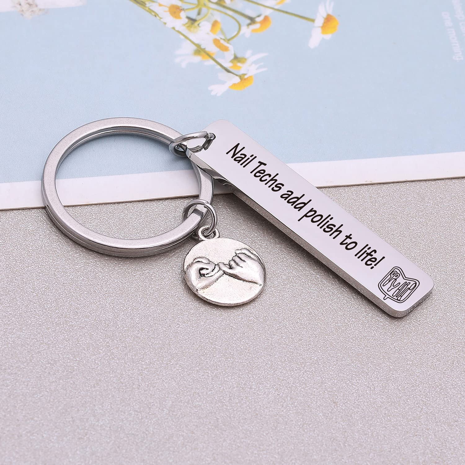 RSZOTW Nail Technician Keychain - Stylish Cosmetology Jewelry Gift for Manicurists, Nail Stylists & Beauty Professionals - Perfect Thank You Gift for Nail Techs - Great for Salons, Spas & Cosmetology Graduation Gifts