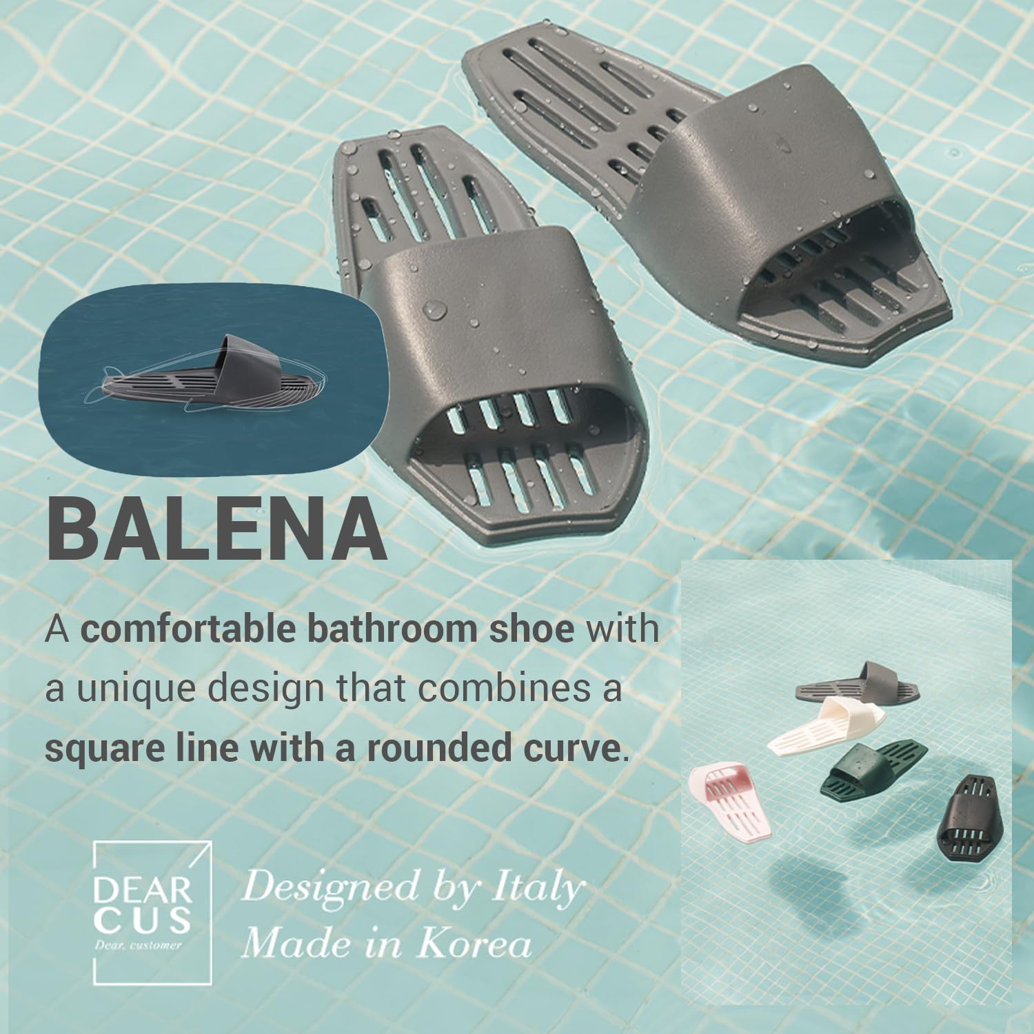 DEARCUS Korean Exfoliating Washcloth Towel 2Pcs & Shower Slippers Set - Balena White (Size 9-12) | Exfoliating Bath Towel & Non-Slip Slippers for Spa, Home & Travel Use