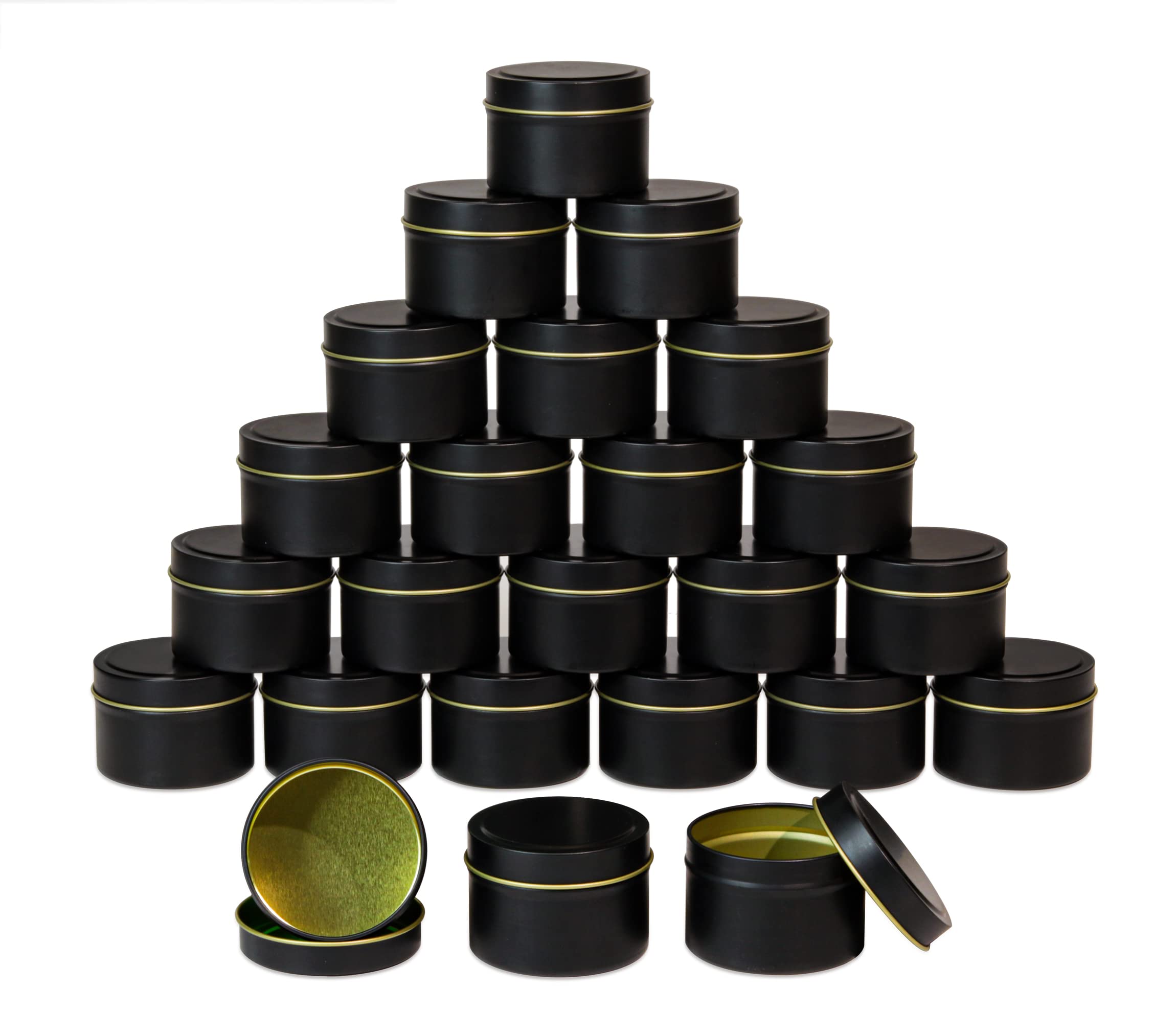 24-Piece Aroparc 4oz Black Tins - Bulk Metal Containers for Candle Making, DIY Crafts & Small Storage | Perfect for Homemade Candles, Bath Salts, Spices & Beauty Products