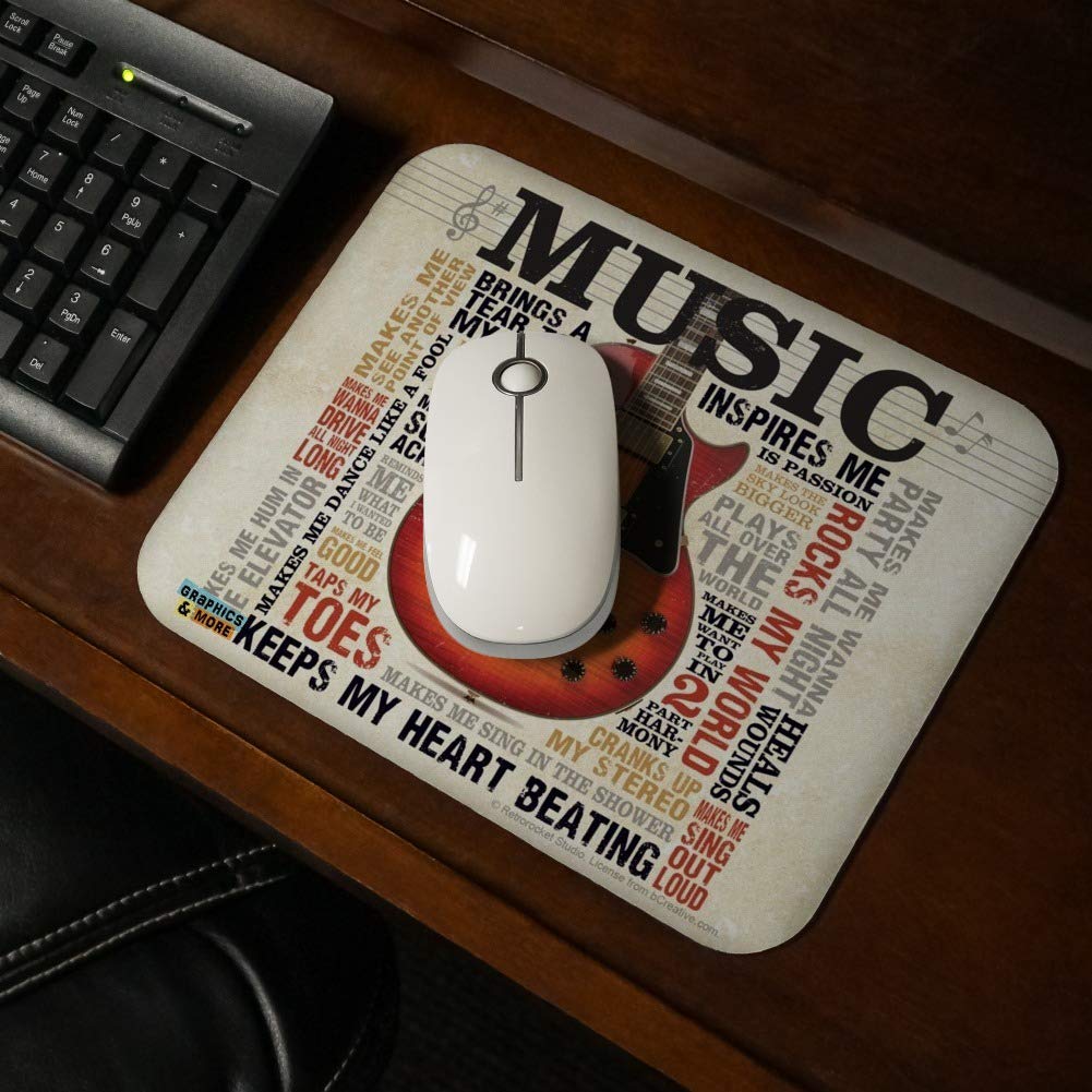 Low Profile Thin Guitar Mouse Pad - Music Inspired Design for Gamers & Office Use - Perfect for PC, Laptop & Desktop Setup