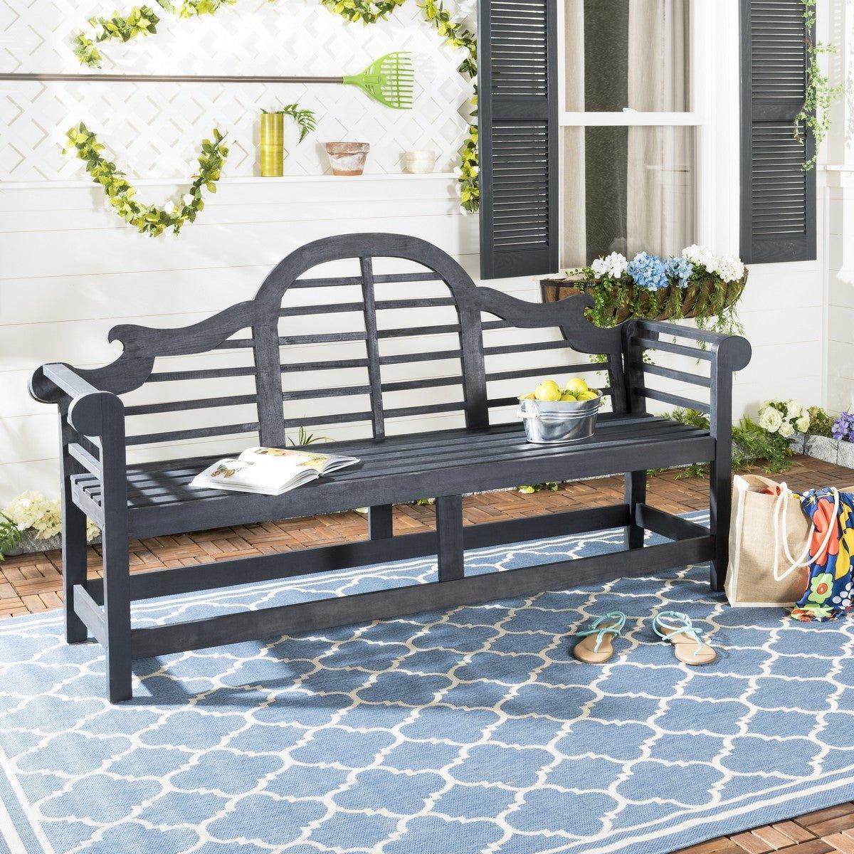 Dark Slate Grey Arched Garden Bench - Outdoor Patio Furniture for Gardens, Parks & Backyards