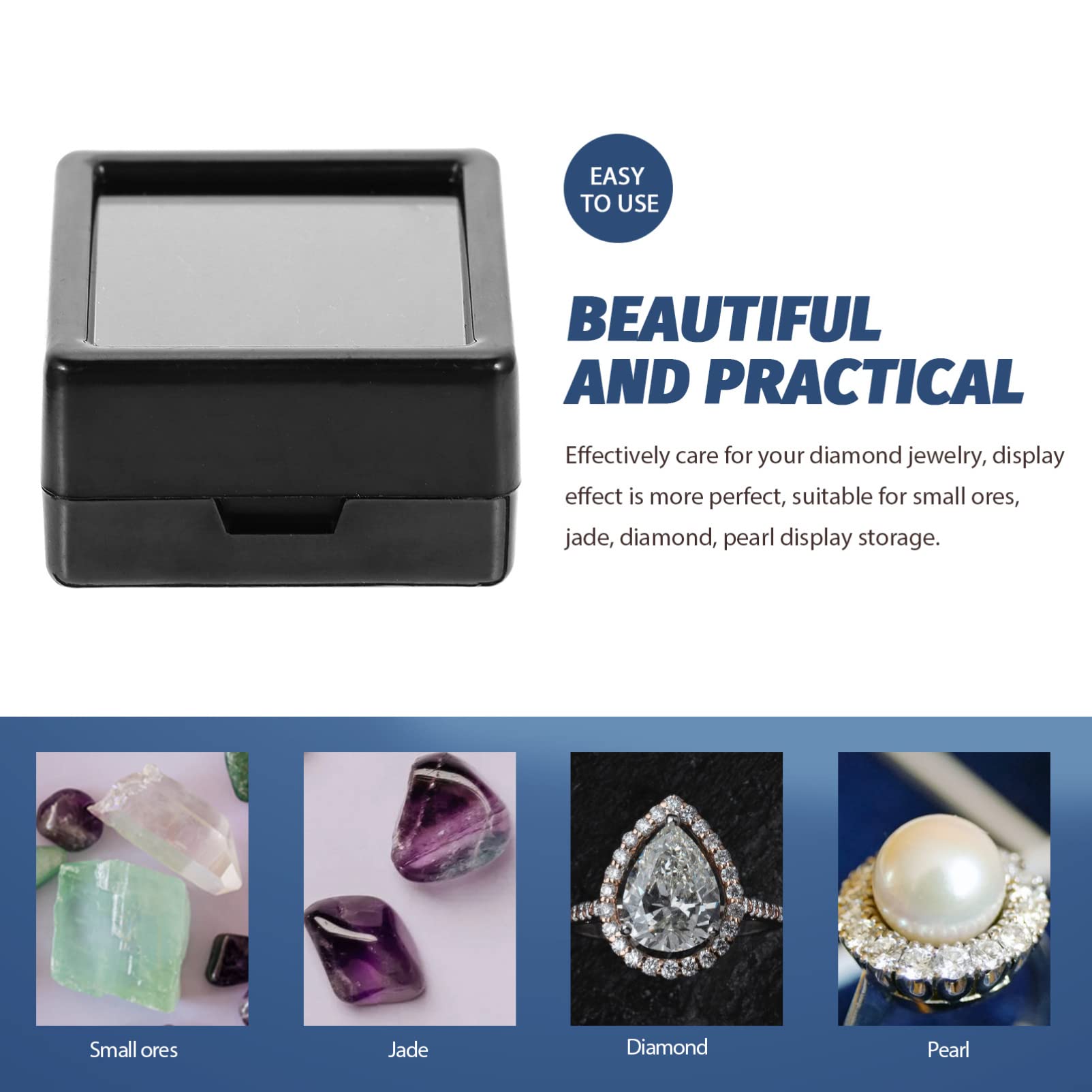 20Pcs Clear Acrylic Jewelry Organizer Box - Single Ring Storage Box for Engagement Rings, Earrings & Necklaces (3x3cm, Black) | Perfect for Jewelry Display, Travel & Gift Packaging