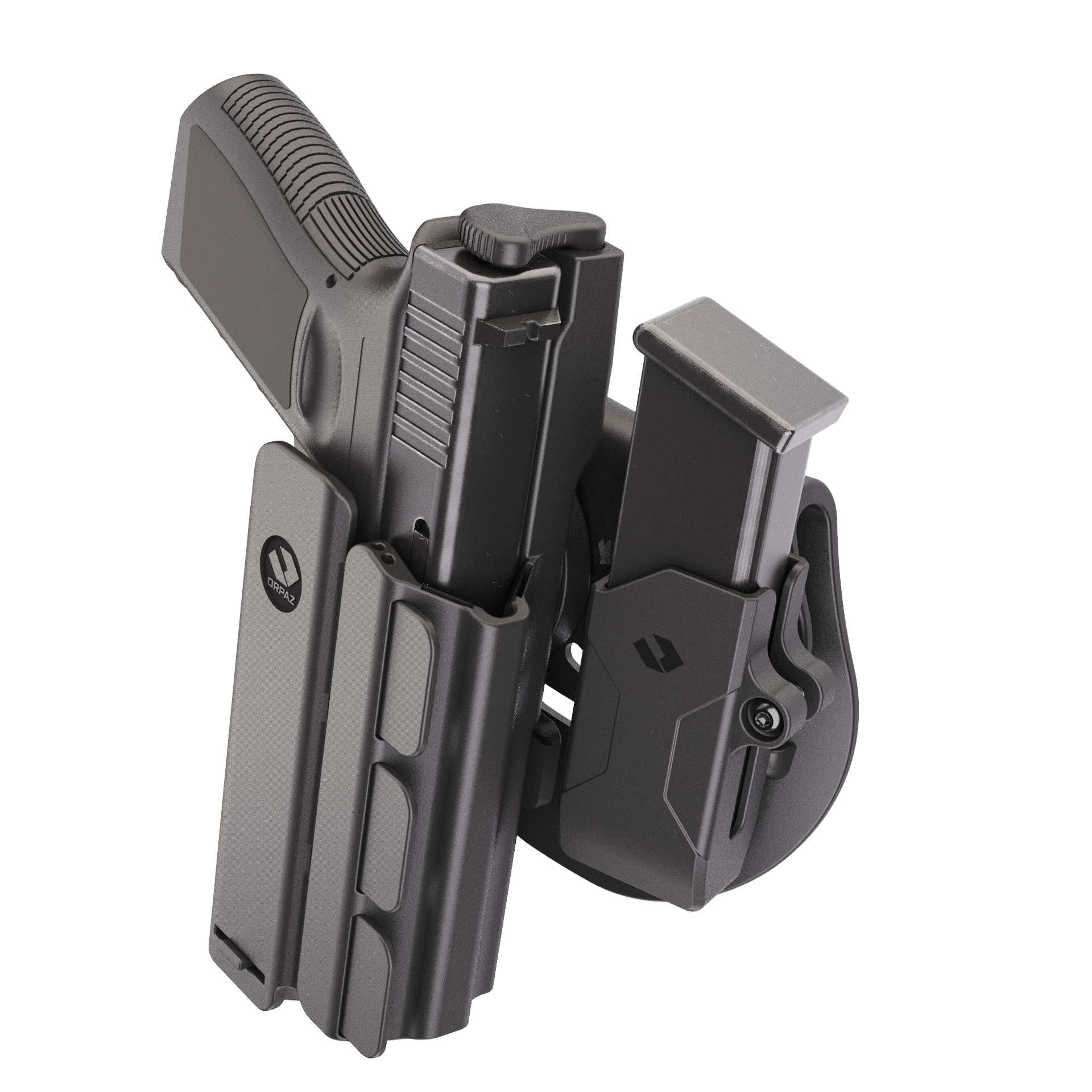 Orpaz T40 G17 Left-Handed OWB Light Bearing Holster - Level II/III Retention - Compatible with Glock 17 Pistols, Fits Streamlight TLR-1, SureFire X300 & Most Weapon Lights/Lasers - Tactical Carry for Outdoor Shooting, Range Training & Duty Use