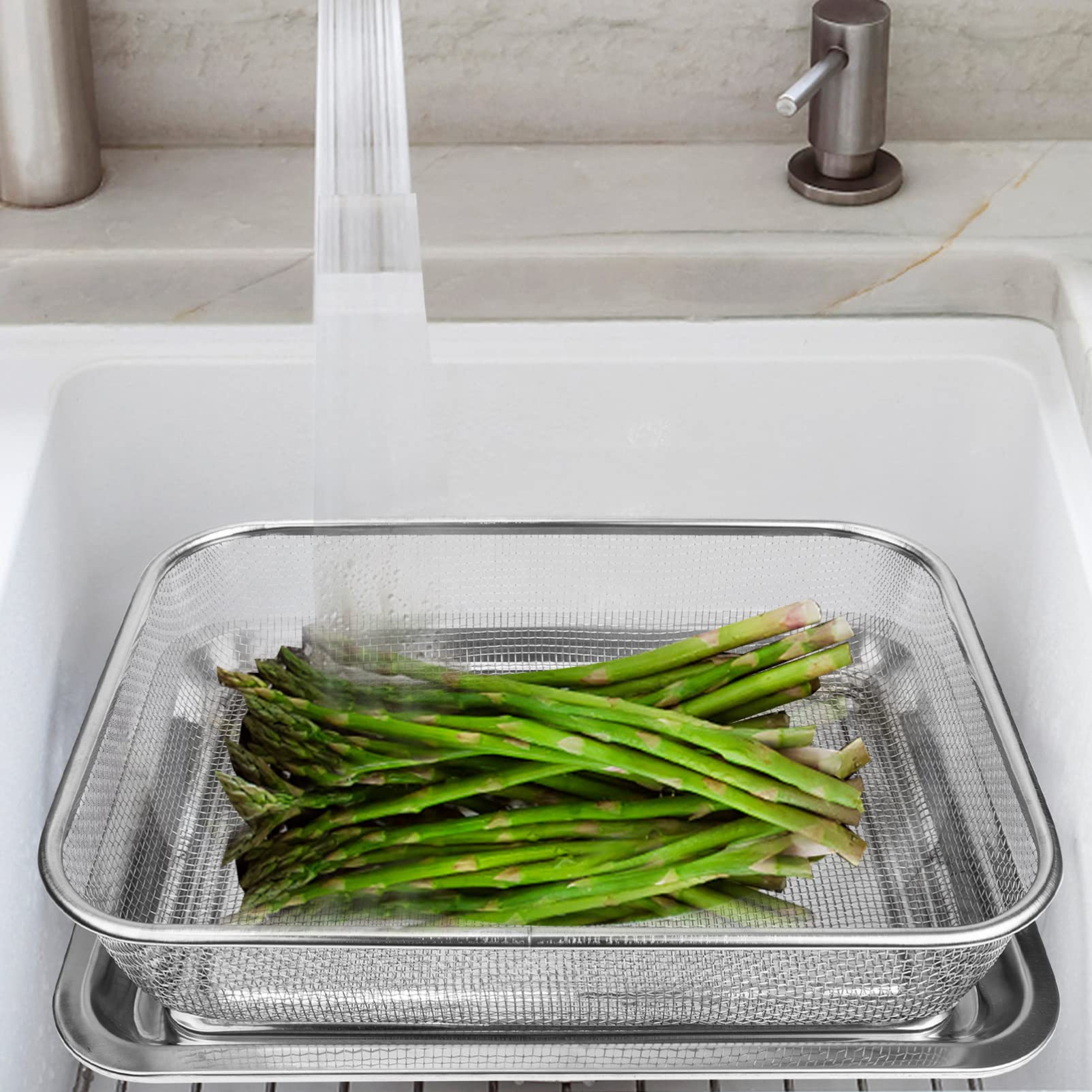 Hemoton 1 Set Stainless Steel Air Fryer Basket - Mesh Snack Container & Food Strainer for Cooking, Fried Chicken, Vegetables - Perfect for Oven, Air Fryer & Party Food Presentation