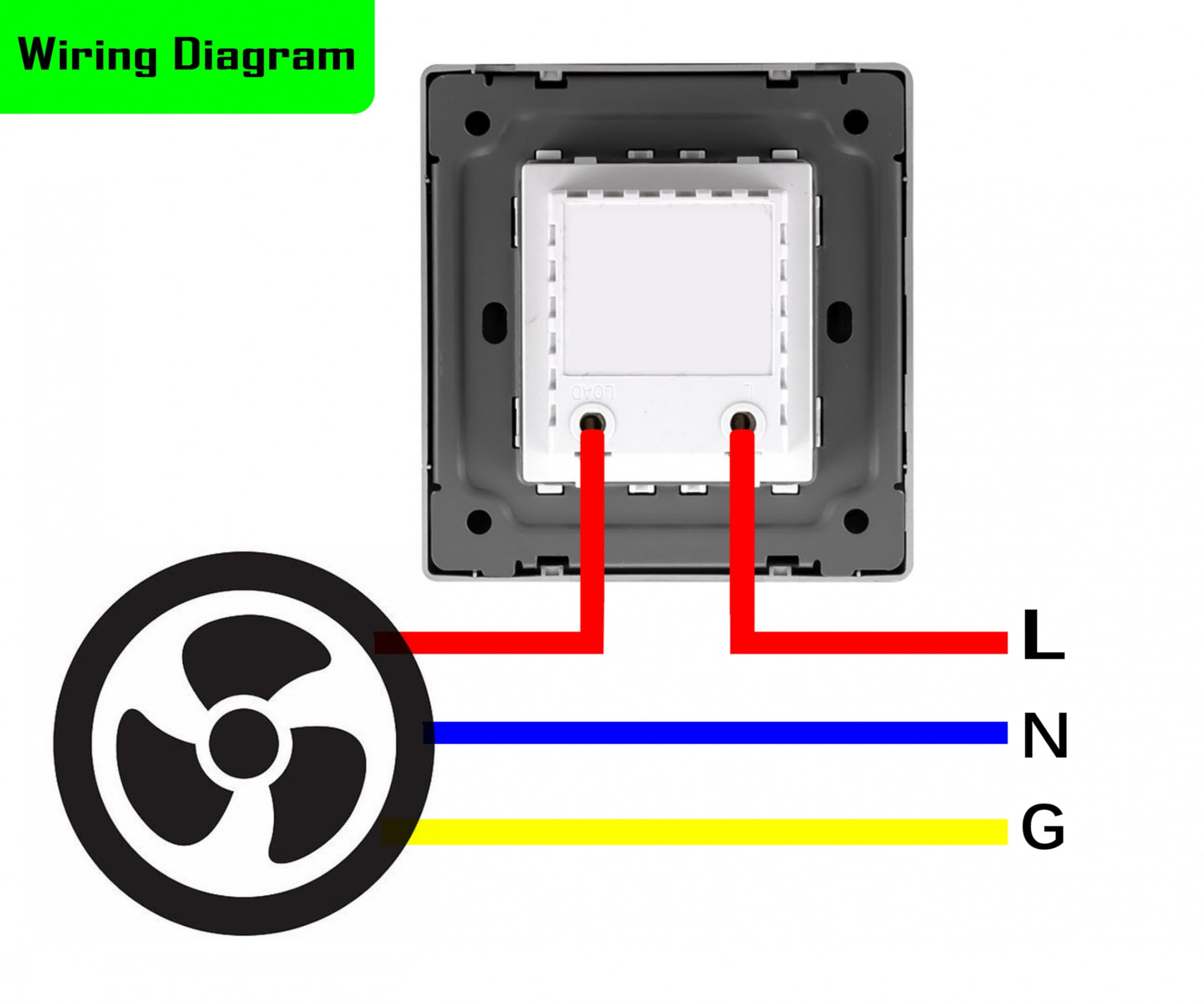 Ceiling Fan Speed Control Switch - Single Pole, No Neutral Wire Required, 120V AC, 400W Max - White - Perfect for Bedroom, Living Room, and Office Fan Control