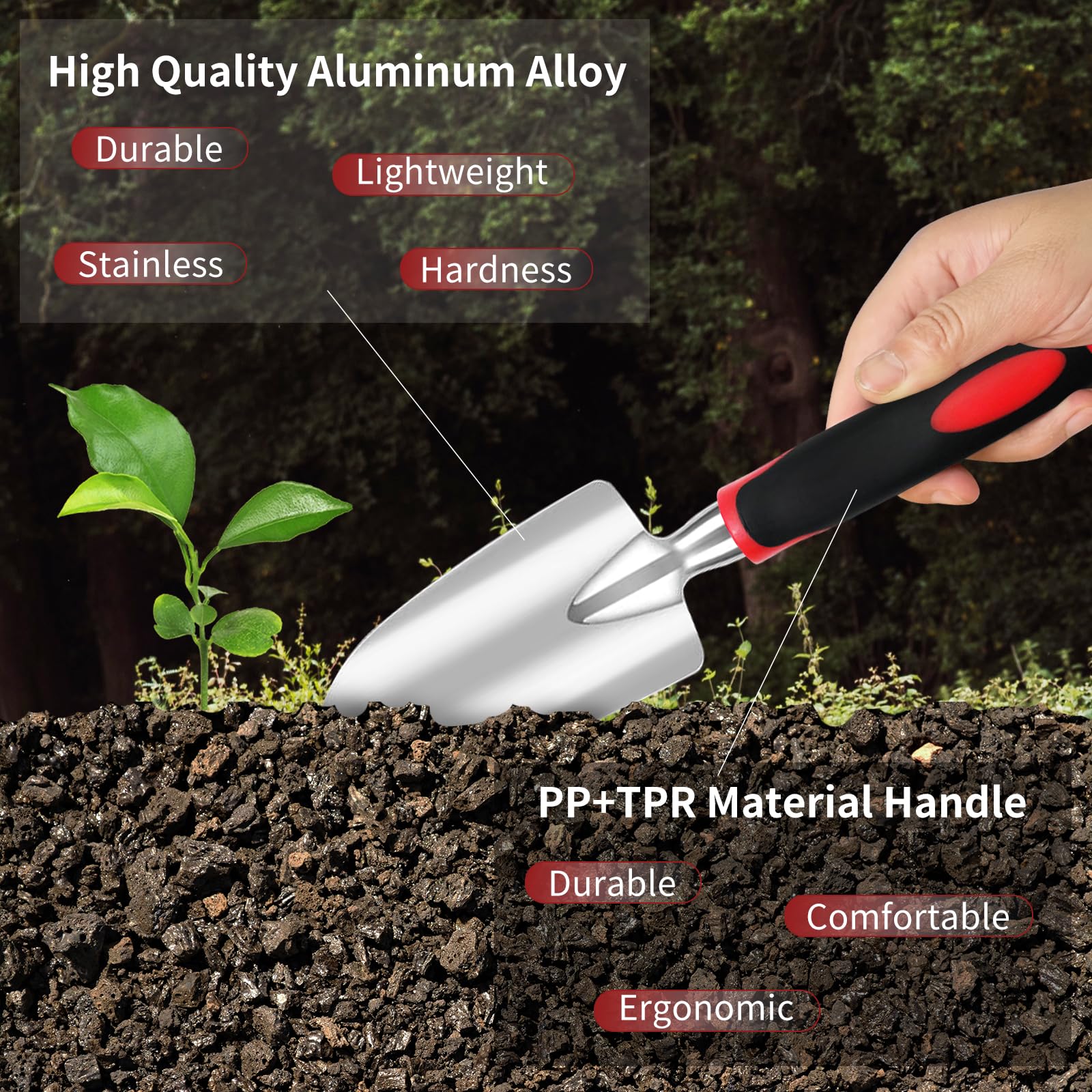 8-Piece Heavy Duty Aluminum Gardening Tool Set with Ergonomic Handles & Storage Bag - Perfect for Outdoor Planting, Weeding & Landscaping - Ideal Gift for Gardeners (Men & Women)