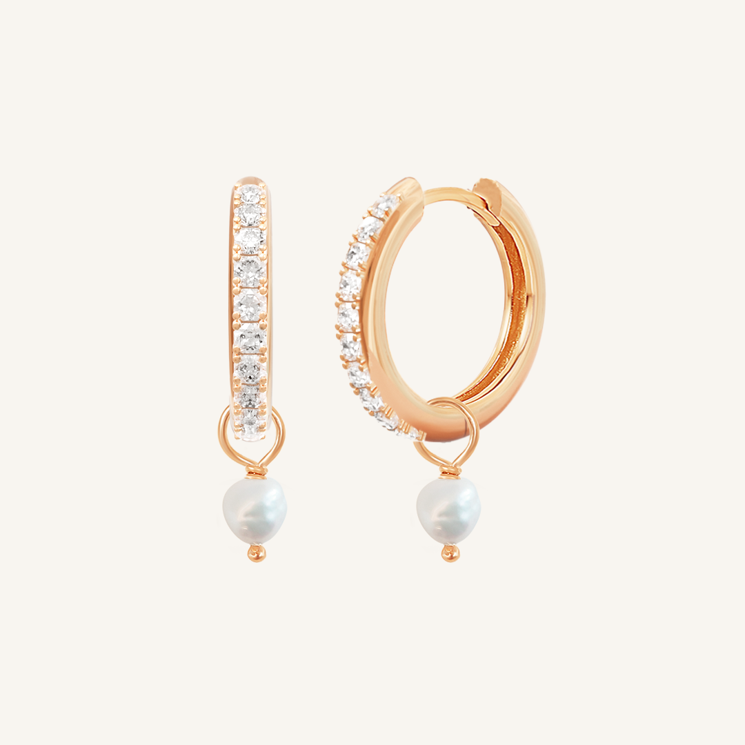 Pearl Crystal Hoop Earrings - Natural Gemstone Jewelry for Women, Elegant & Hypoallergenic | Perfect for Weddings, Parties & Everyday Wear