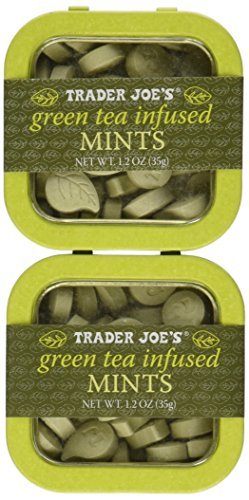 Trader Joe's Green Tea Mints - Refreshing Breath Mints with Natural Green Tea Extract (Pack of 2, Set of 10) | Perfect for After Meals, Travel & Office Use