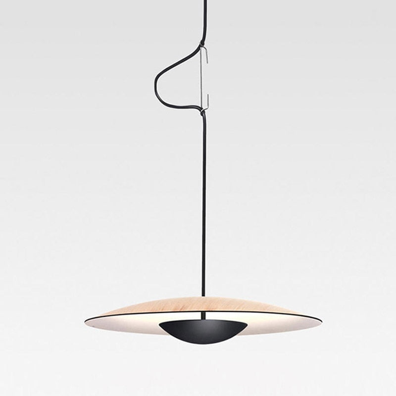 Modern Black Wood Grain LED Pendant Light - Stylish Dining Room Lighting Fixture for Kitchen Island, Breakfast Nook & Home Decor