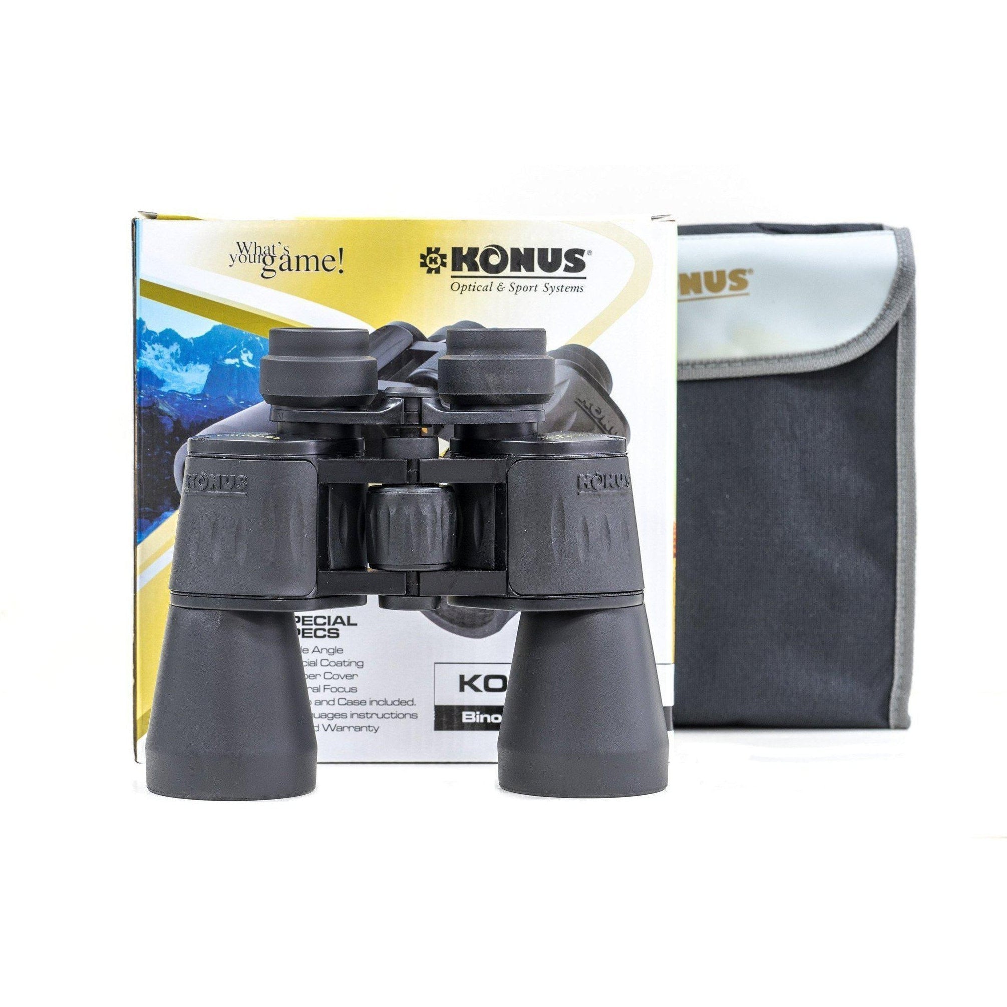 Konus Konusvue 10X50 Wide Angle Binoculars for Adults - High Power Waterproof Fogproof Binoculars for Bird Watching, Hunting, Hiking, Travel & Outdoor Adventures