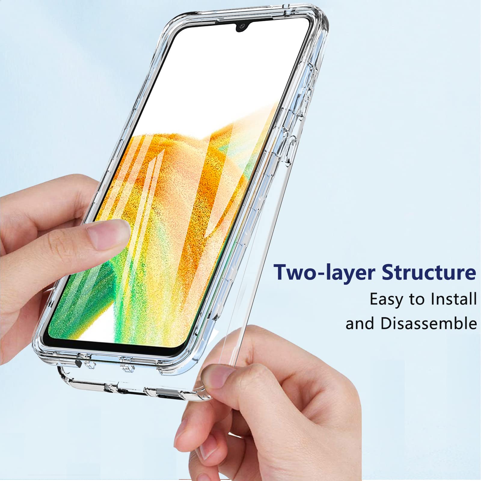 Premium 360° Full Body Shockproof Case for Samsung Galaxy A33 5G - Built-in Screen Protector, TPU Silicone Bumper & Anti-Scratch Cover (Clear) | Perfect for Daily Protection, Outdoor Activities & Work Commutes
