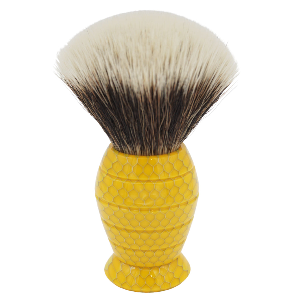 G5C™ Honey Hive Yellow Shaving Brush - 26mm Premium Badger Hair Shaving Brush for Men, Luxury Wet Shaving & Beard Care, Perfect for Home & Travel Use